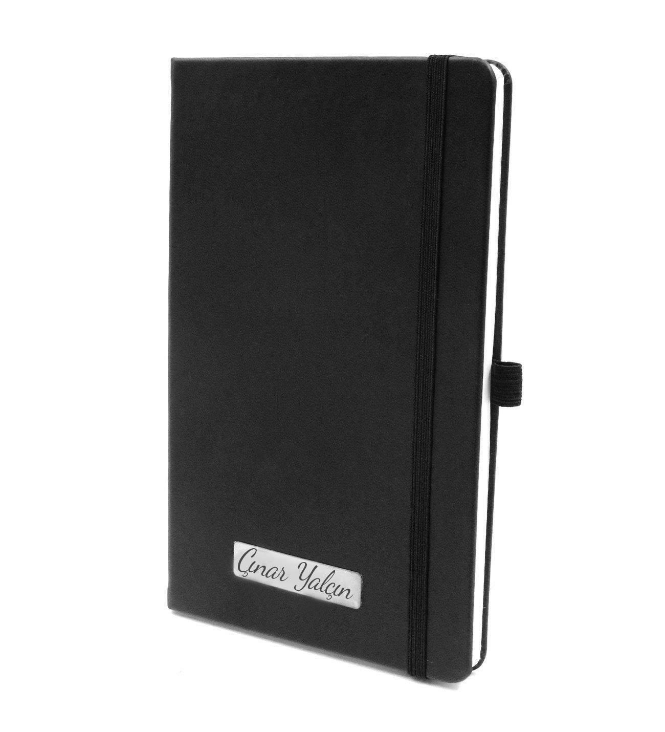 Kişiye Özel Siyah Defter& Siyah Roller Kalem & Hasır Kordon Rose Renk Erkek Saati & Kartlık & Anahtarlık  Hediye Seti