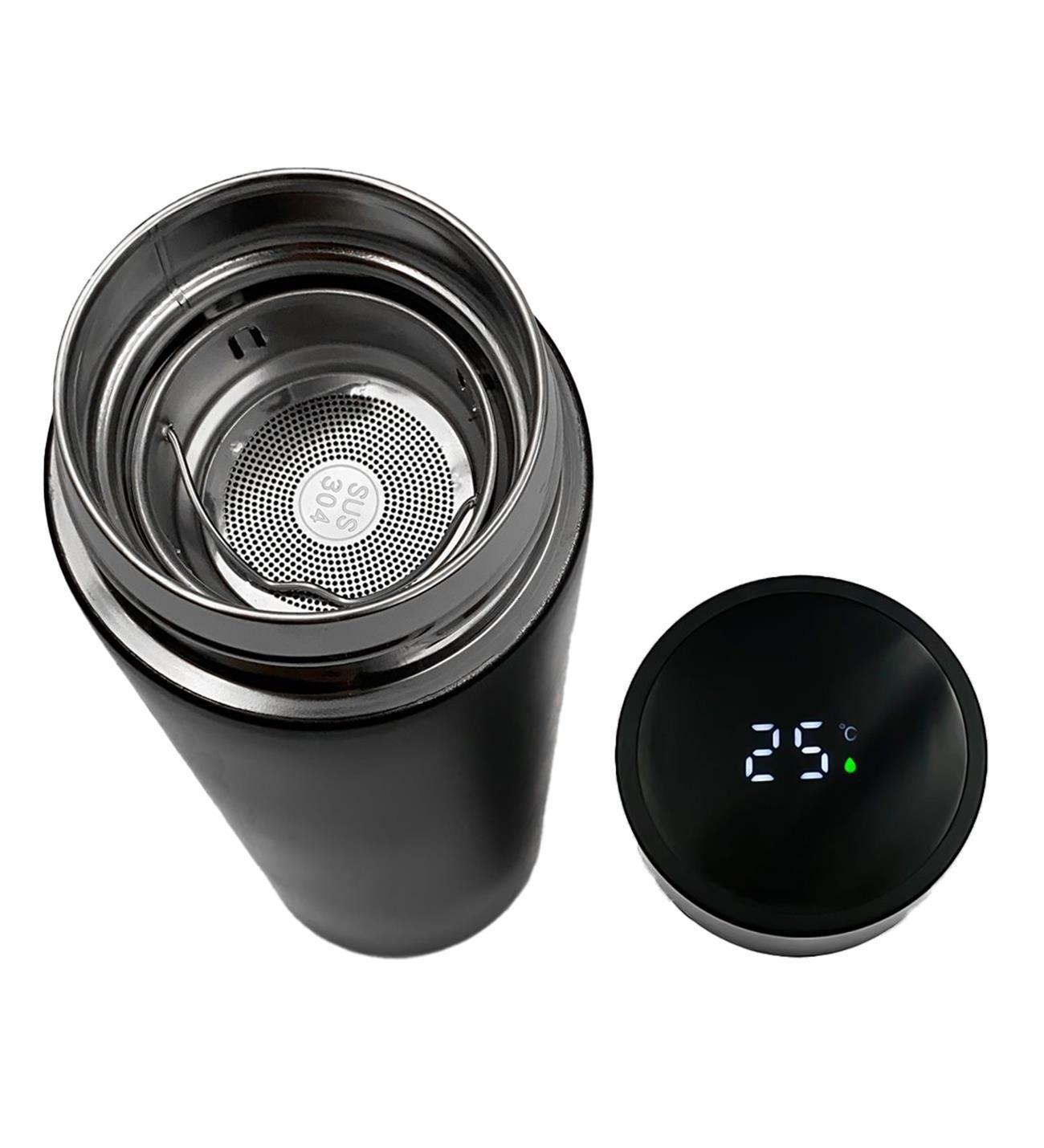 Kişiye Özel Siyah Dereceli Çelik Termos