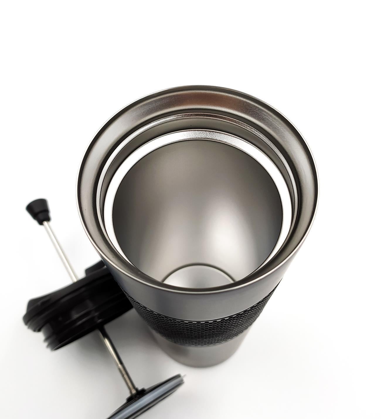 Kişiye Özel Siyah French Pressli Çelik Termos