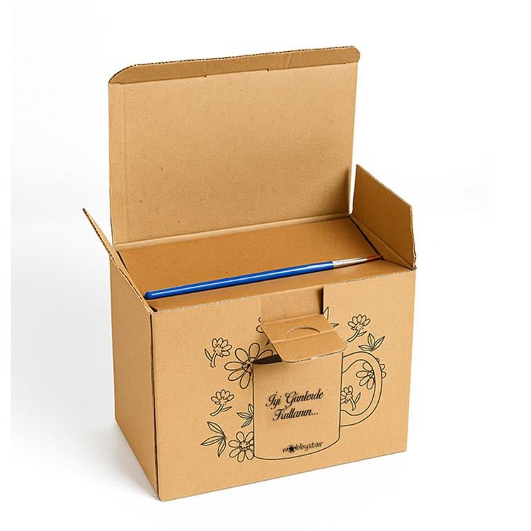 Kupa Bardak Boyama Seti – Kendin Tasarla Şablonsuz Seramik Kupa, 6 Renk Boya ve Fırça Hediyelik Hobi Seti