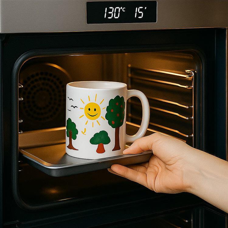 Kupa Bardak Boyama Seti – Kendin Tasarla Şablonsuz Seramik Kupa, 6 Renk Boya ve Fırça Hediyelik Hobi Seti