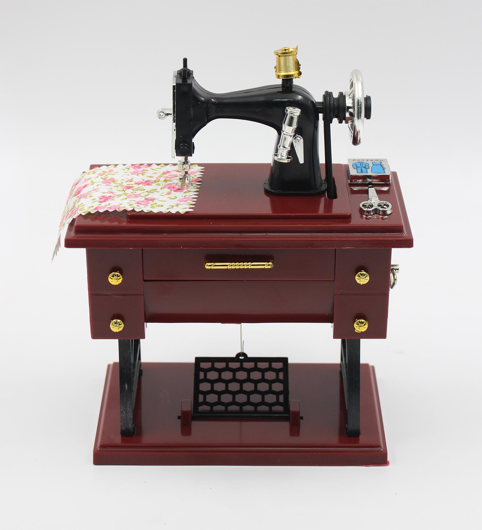 Masaüstü Dekoratif Nostaljik Tasarımlı Dikiş Makinesi Kurmalı Müzik Kutusu