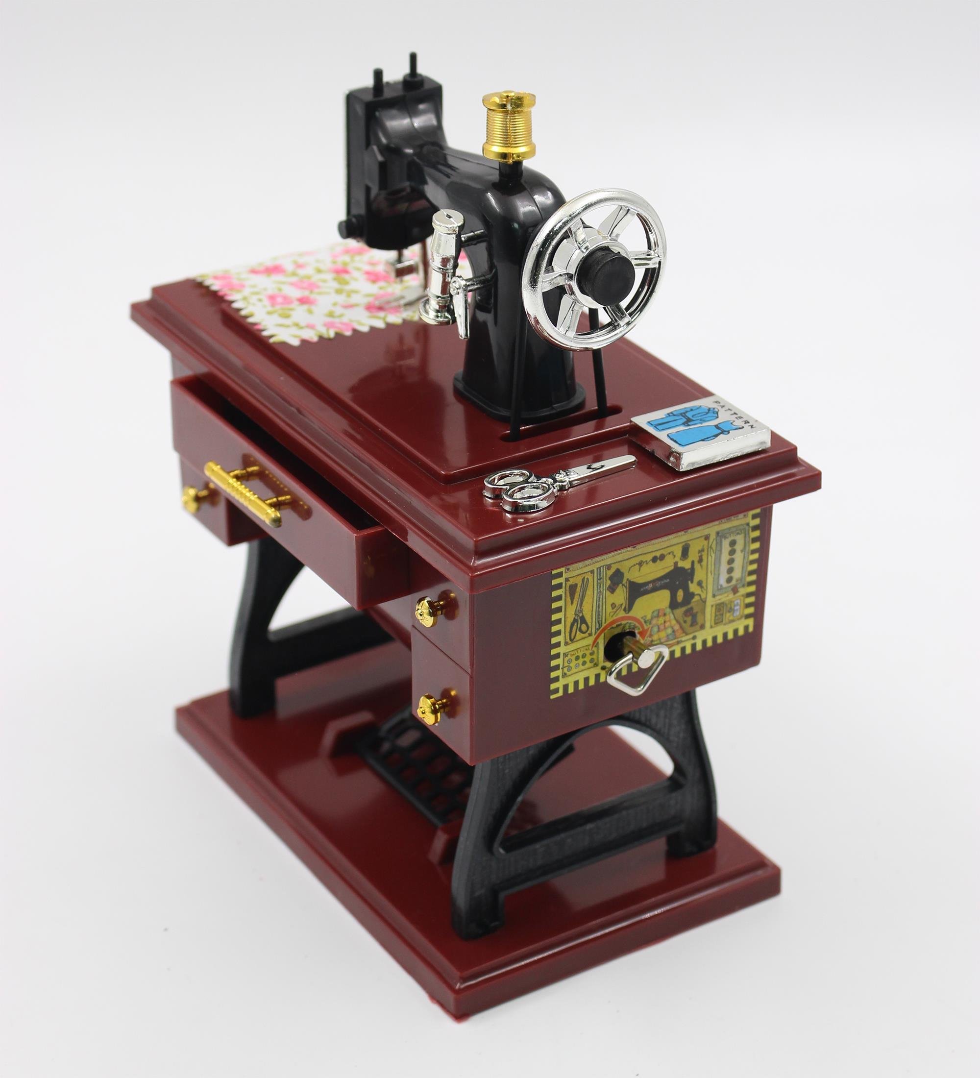 Masaüstü Dekoratif Nostaljik Tasarımlı Dikiş Makinesi Kurmalı Müzik Kutusu