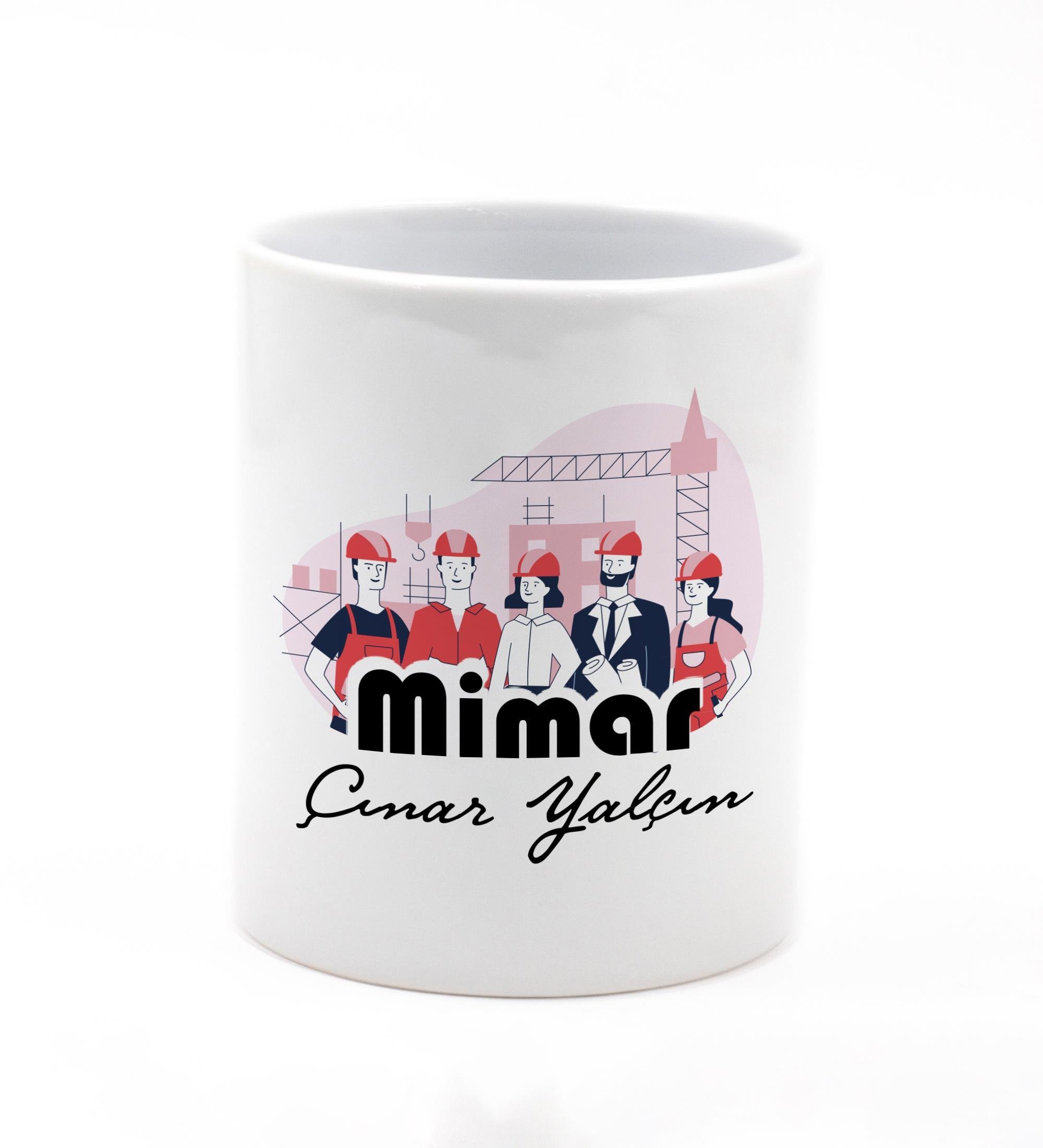 Mimarlara Özel Kişiselleştirilebilir Porselen Masaüstü Kalemlik 9,5cm Mimara Hediye - 2