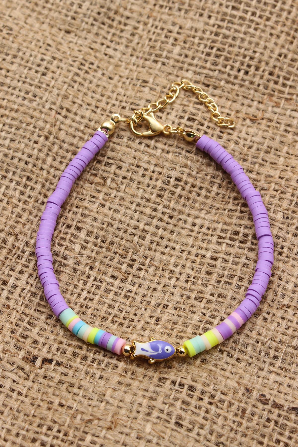 Mor Renkli Balık Model Fimo Bileklik