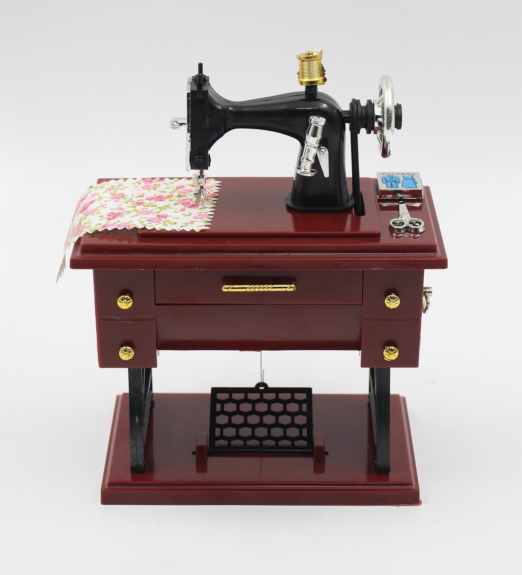 Nostaljik Dikiş Makinesi Müzik Kutusu - Hareketli, Kurmalı ve Dekoratif Masaüstü Hediyelik Obje