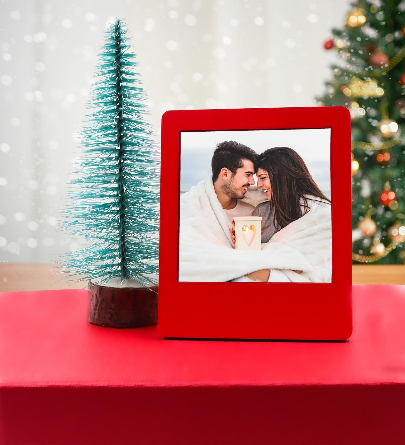 Özel Dekoratif Mini Çam Ağacı 17cm & Kişiye Özel Fotoğraflı İnstagram Çerçeve Hediye Seti