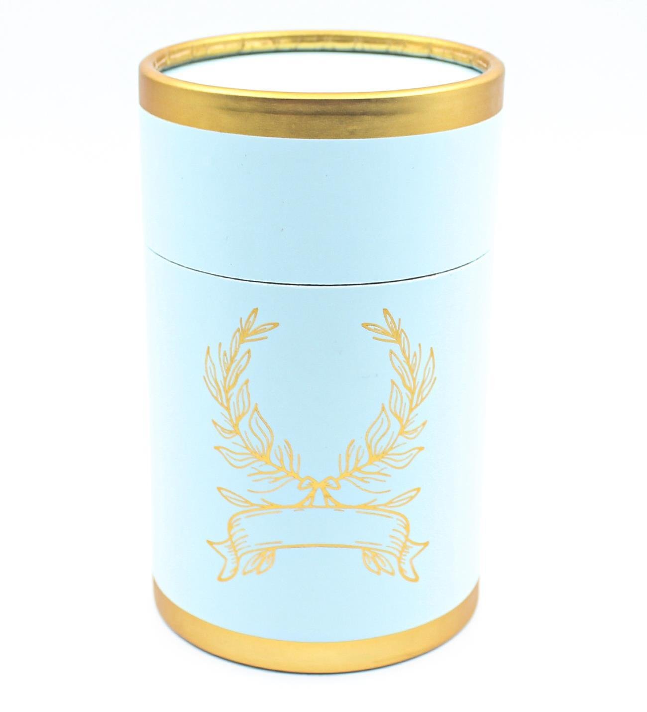 Özel Silindir Kutusunda Hediyelik Turkuaz Tafta Seccade ve İnci Tespih Seti