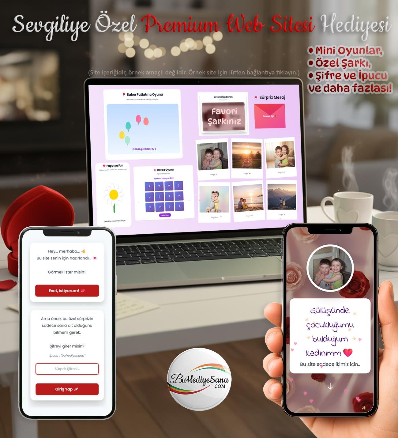 Sevgiliye Özel Premium Temalı Web Sitesi Hediyesi – Romantik Dijital Hatıra Sayfası