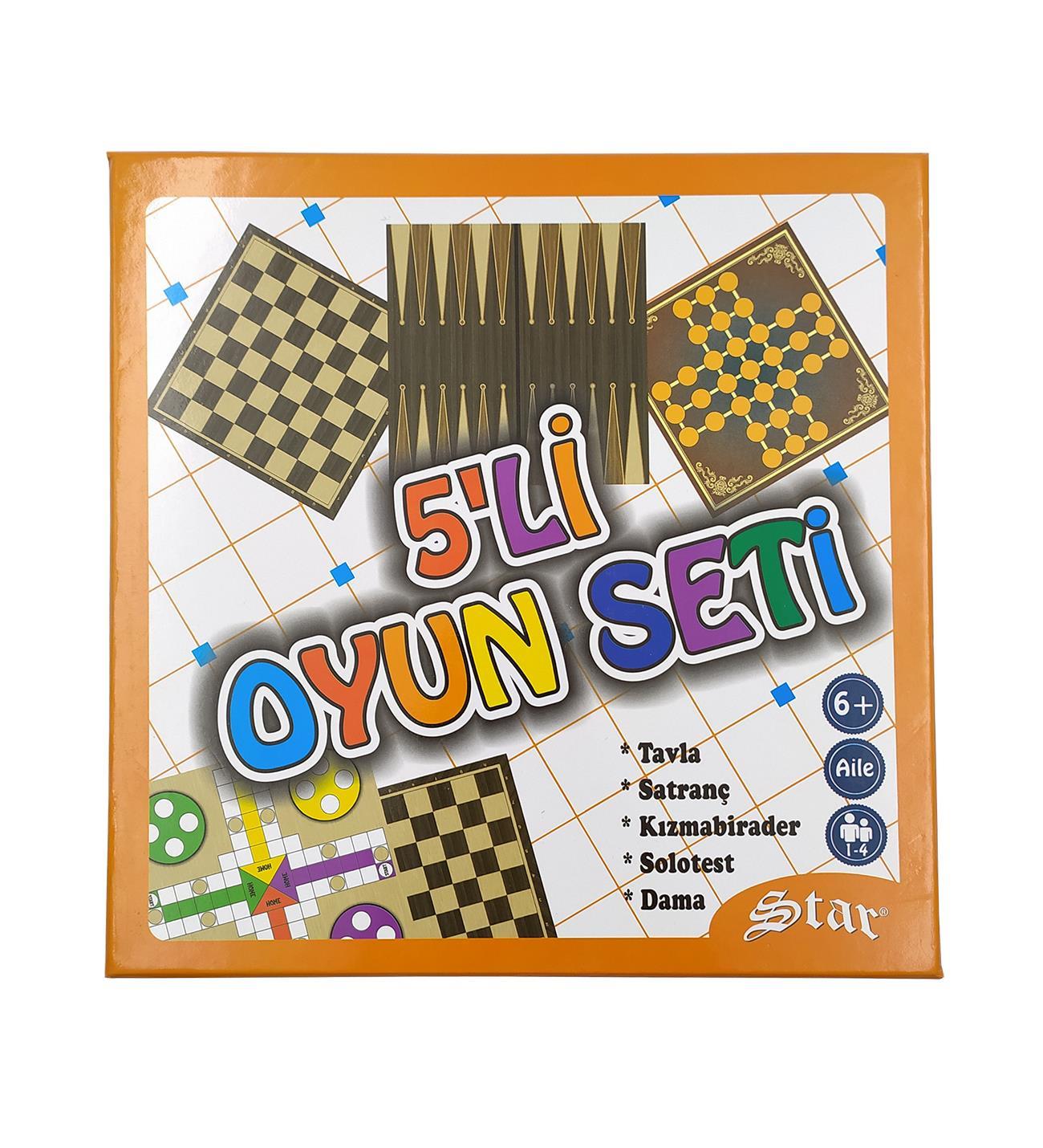 Star 5'li Oyun Seti ( Tavla & Satranç & Kızmabirader & Solotest & Dama)