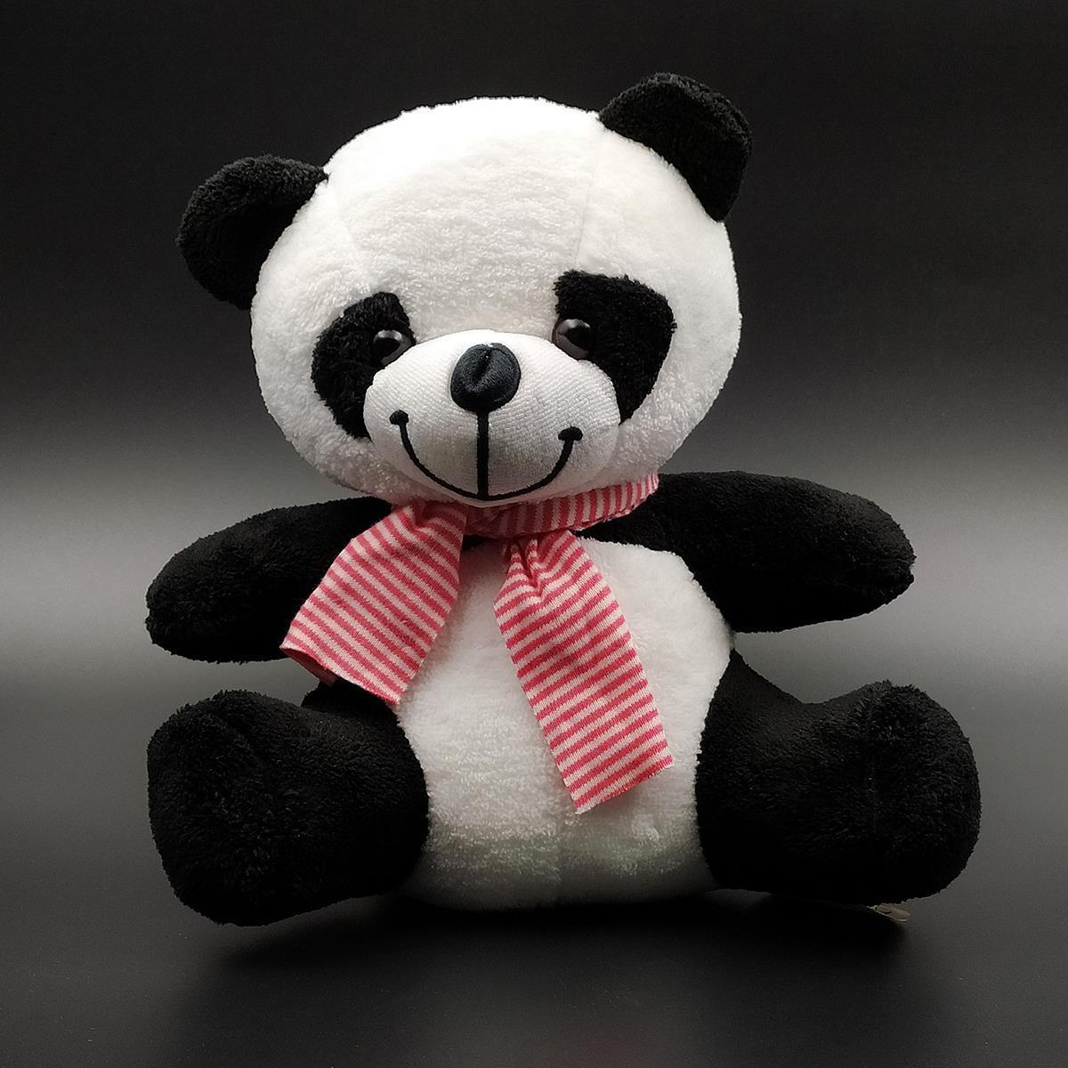 Tatlı Peluş Panda & Işıklı Mini Panda Kar Küresi & Mikail Melek Kolye Hediye Seti
