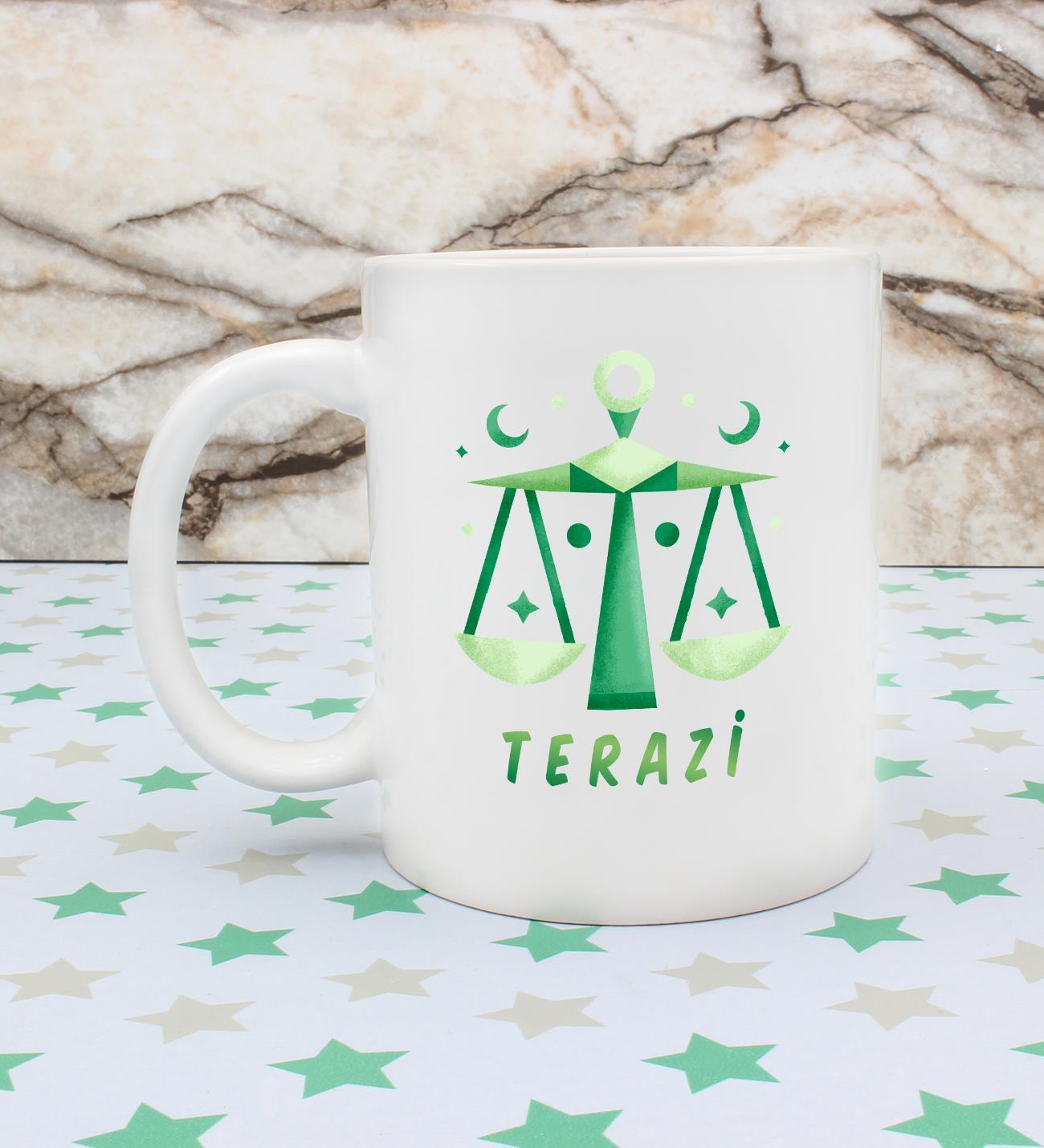 Terazi Burcu Tasarım Kupa & 3'lü Lavi Çikolata & 2'li Çaykur Matcha Detokslu Latte Hediye Seti