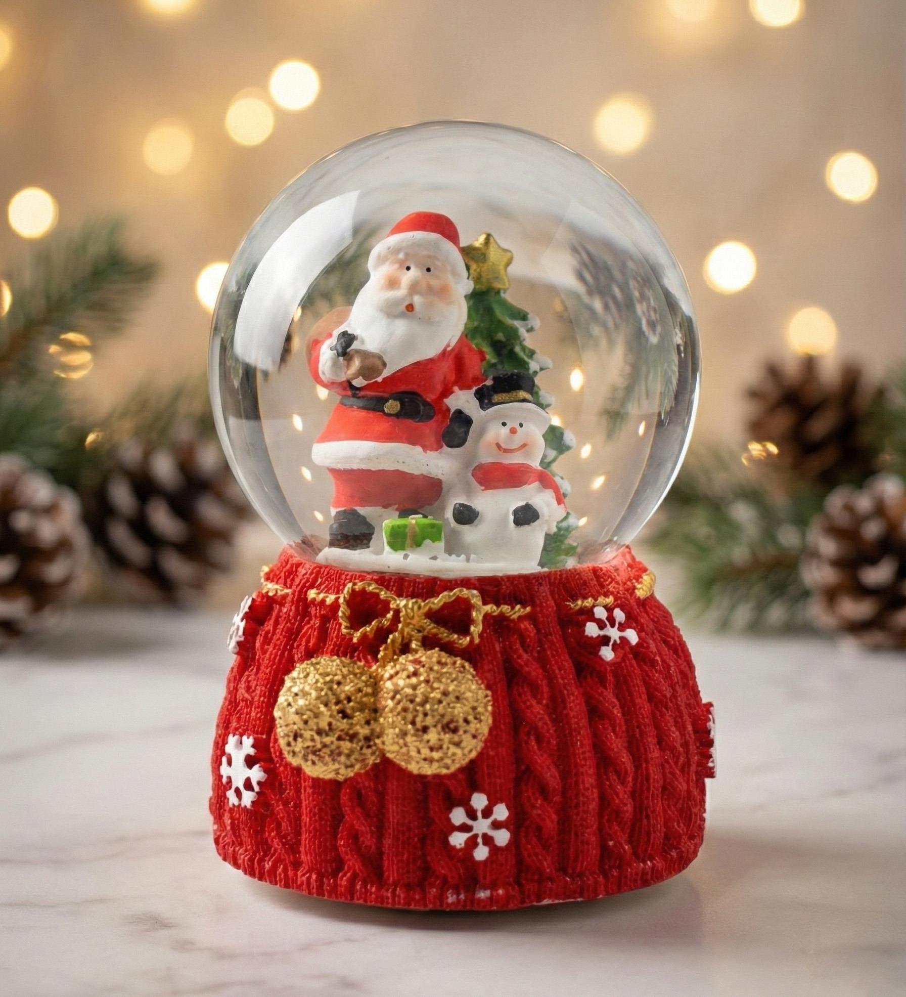 Yılbaşına Özel Işıklı ve Müzikli Kar Küresi Orta Boy Noel Baba Kar Küresi - Model 1