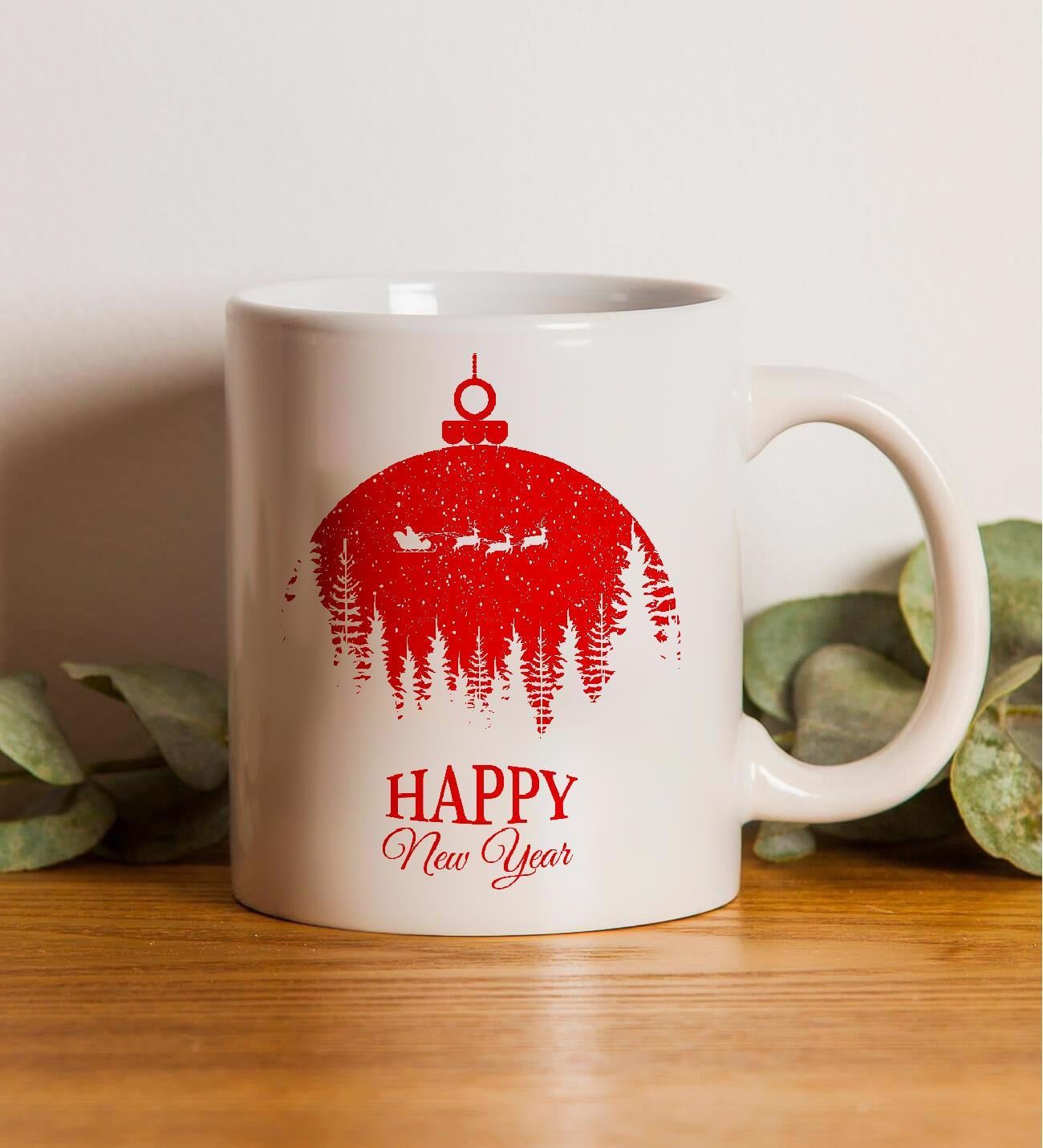 Yılbaşına Özel Kupa ve Fincanlı Hediye Seti ( Happy New Year Kupa & Yeni Yıl Cam Fincan & Yılbaşı Mum & Peluş Ayıcık & Kuru Lavanta )