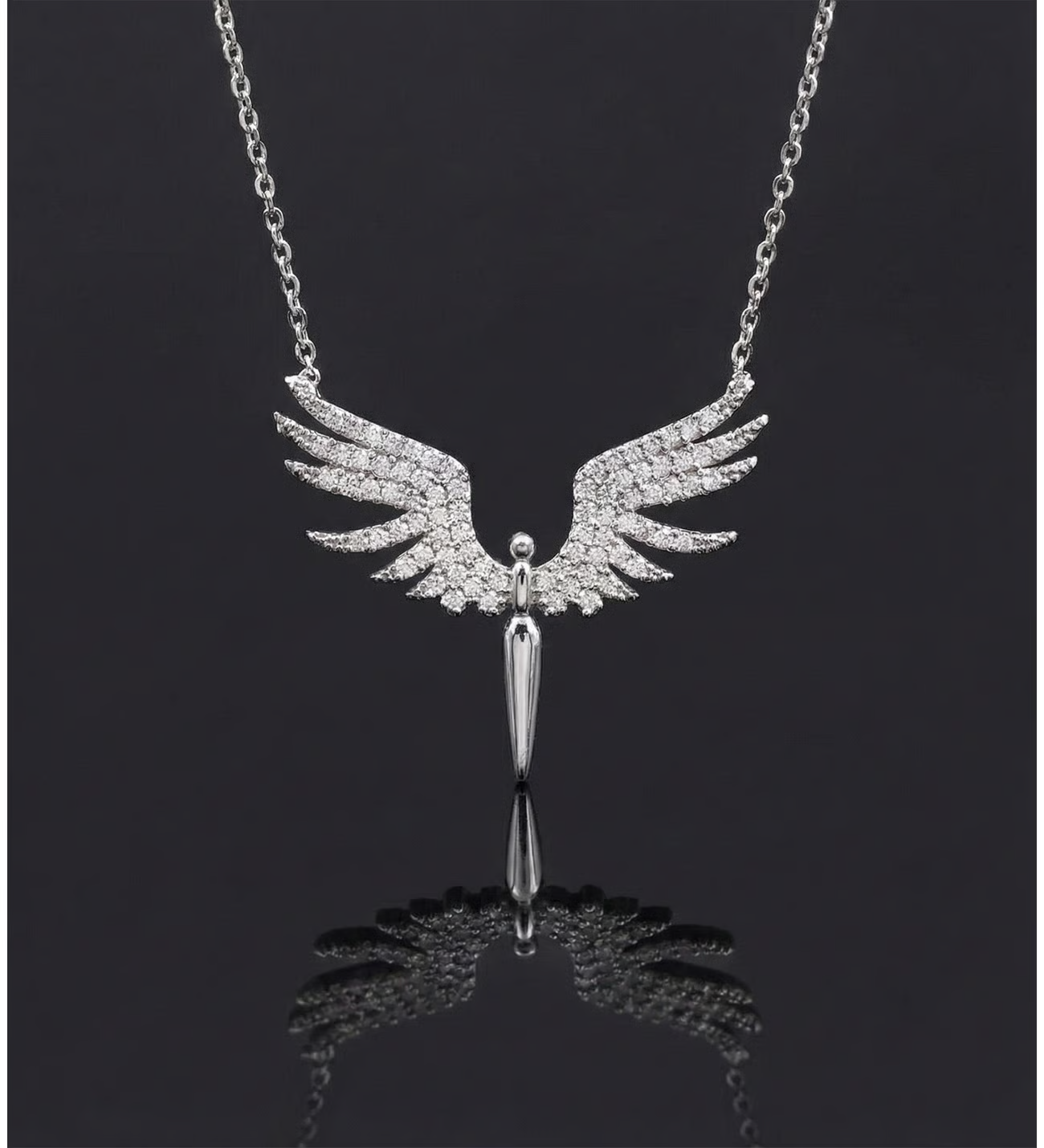 Zirkon Taşlı Gümüş Renk Mikail Melek Kolye