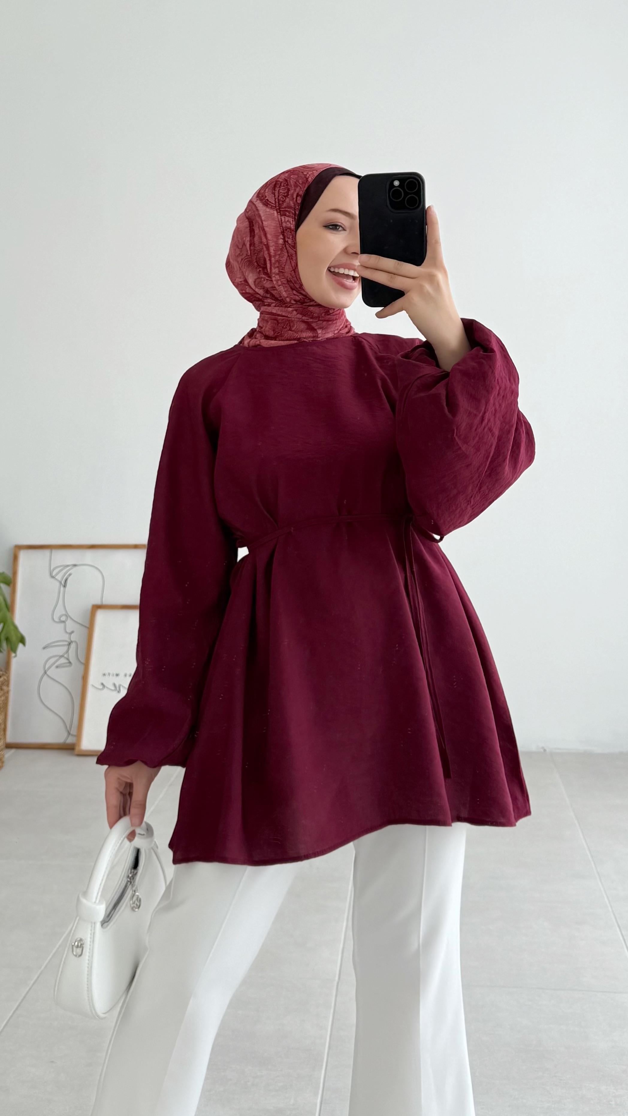 Aarly Balon Kol Bordo Tunik