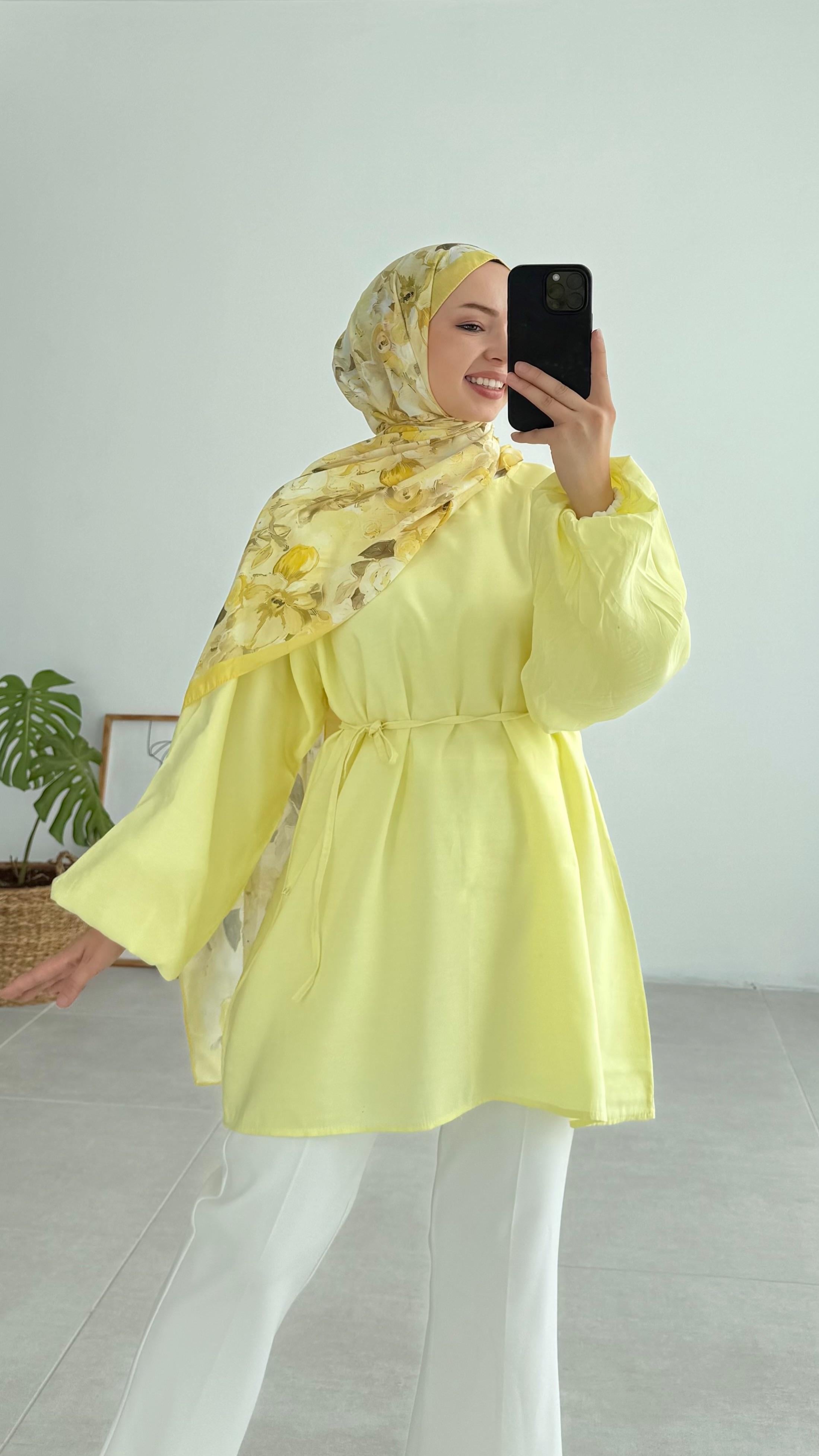 Aarly Balon Kol Sarı Tunik