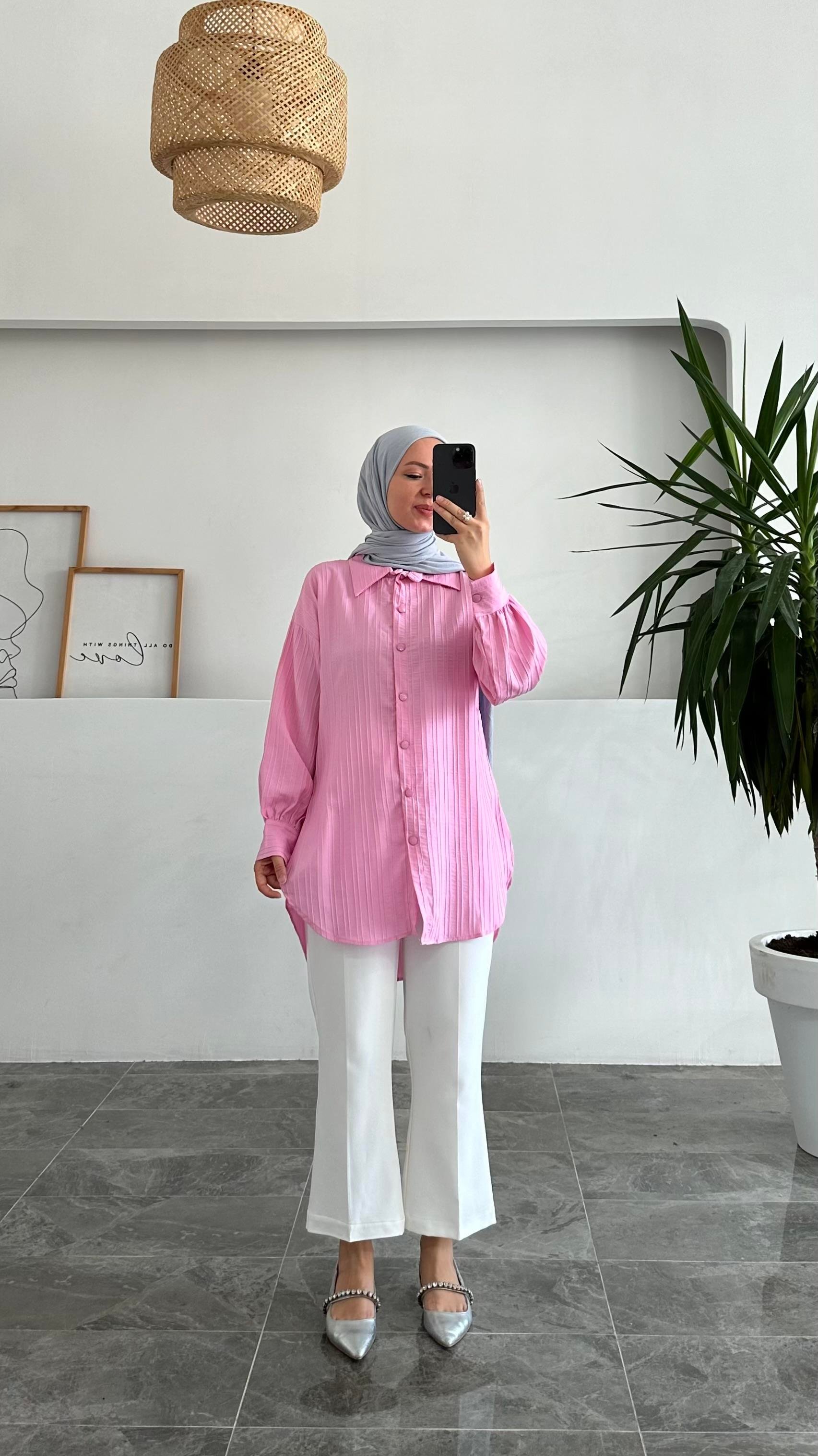 Abaaca Çimalı Pembe Gömlek