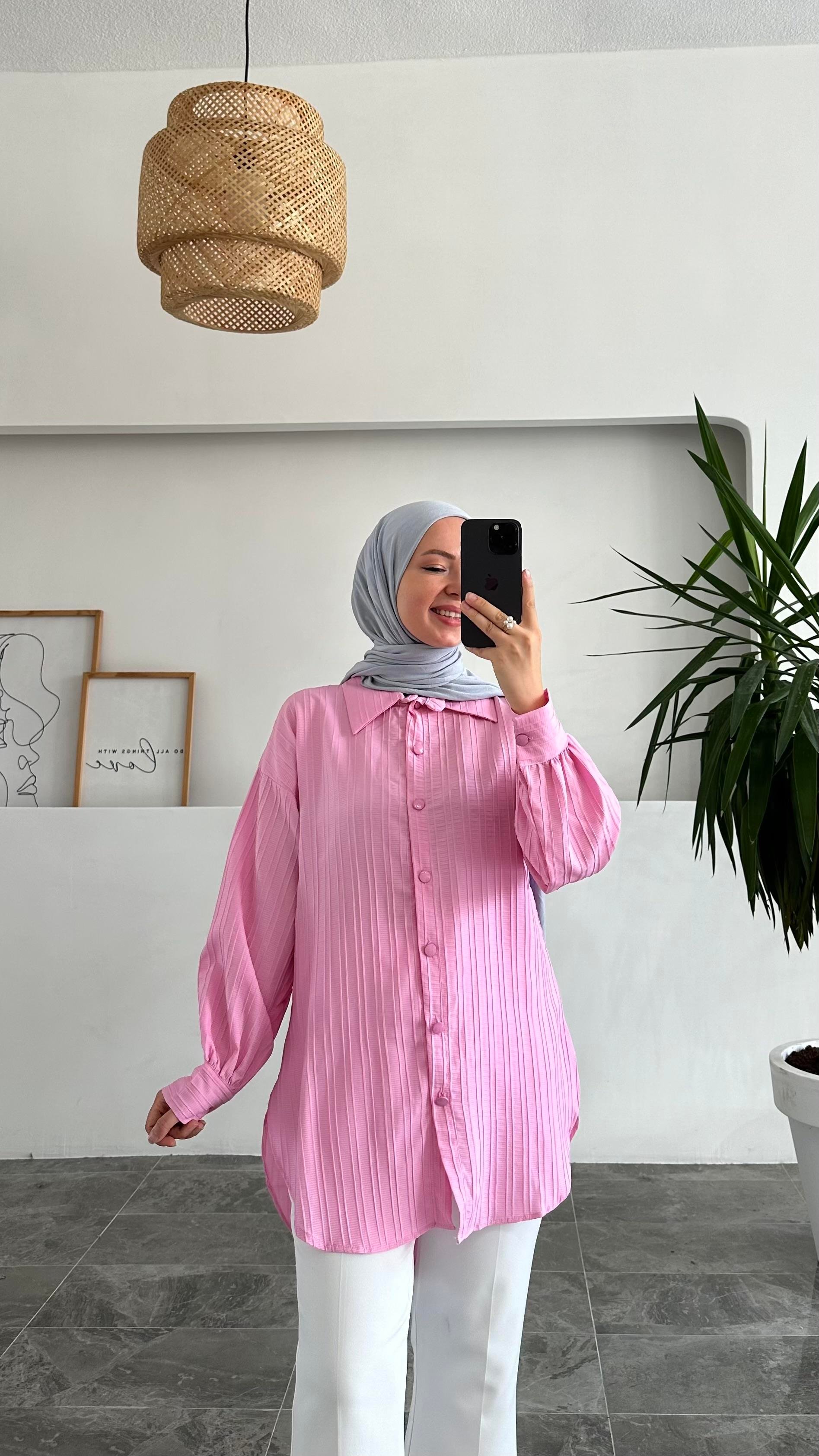 Abaaca Çimalı Pembe Gömlek