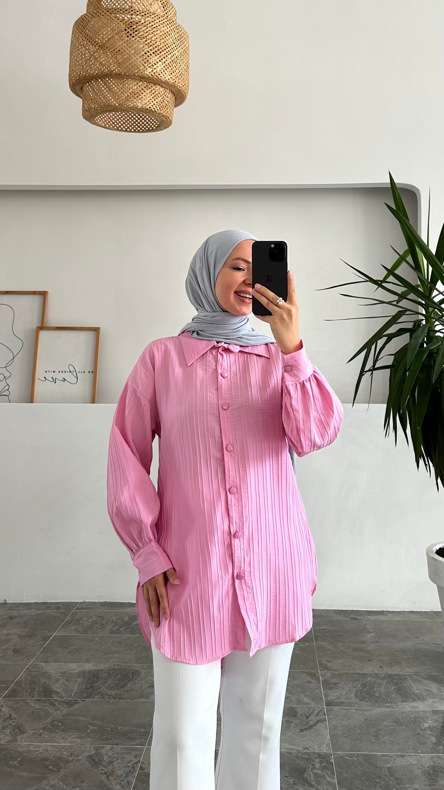 Abaaca Çimalı Pembe Gömlek