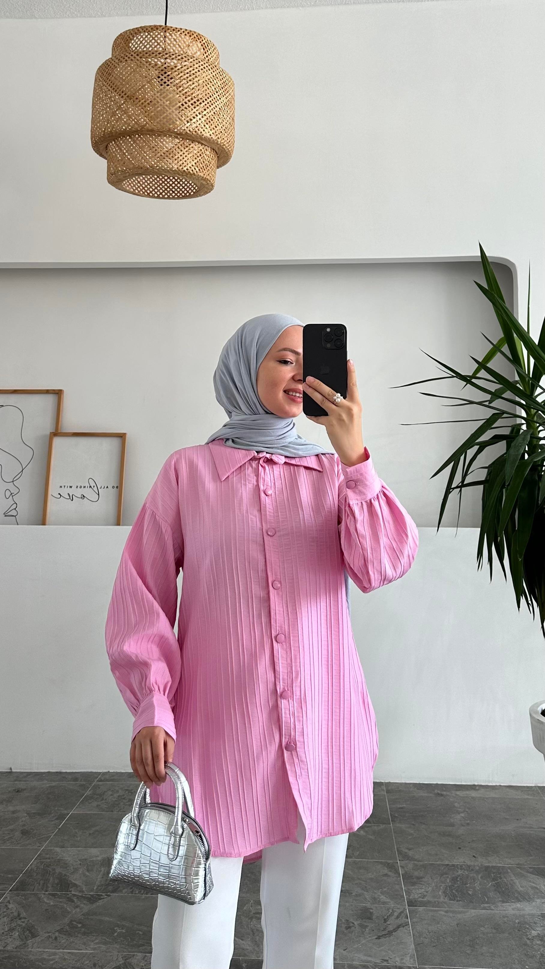 Abaaca Çimalı Pembe Gömlek