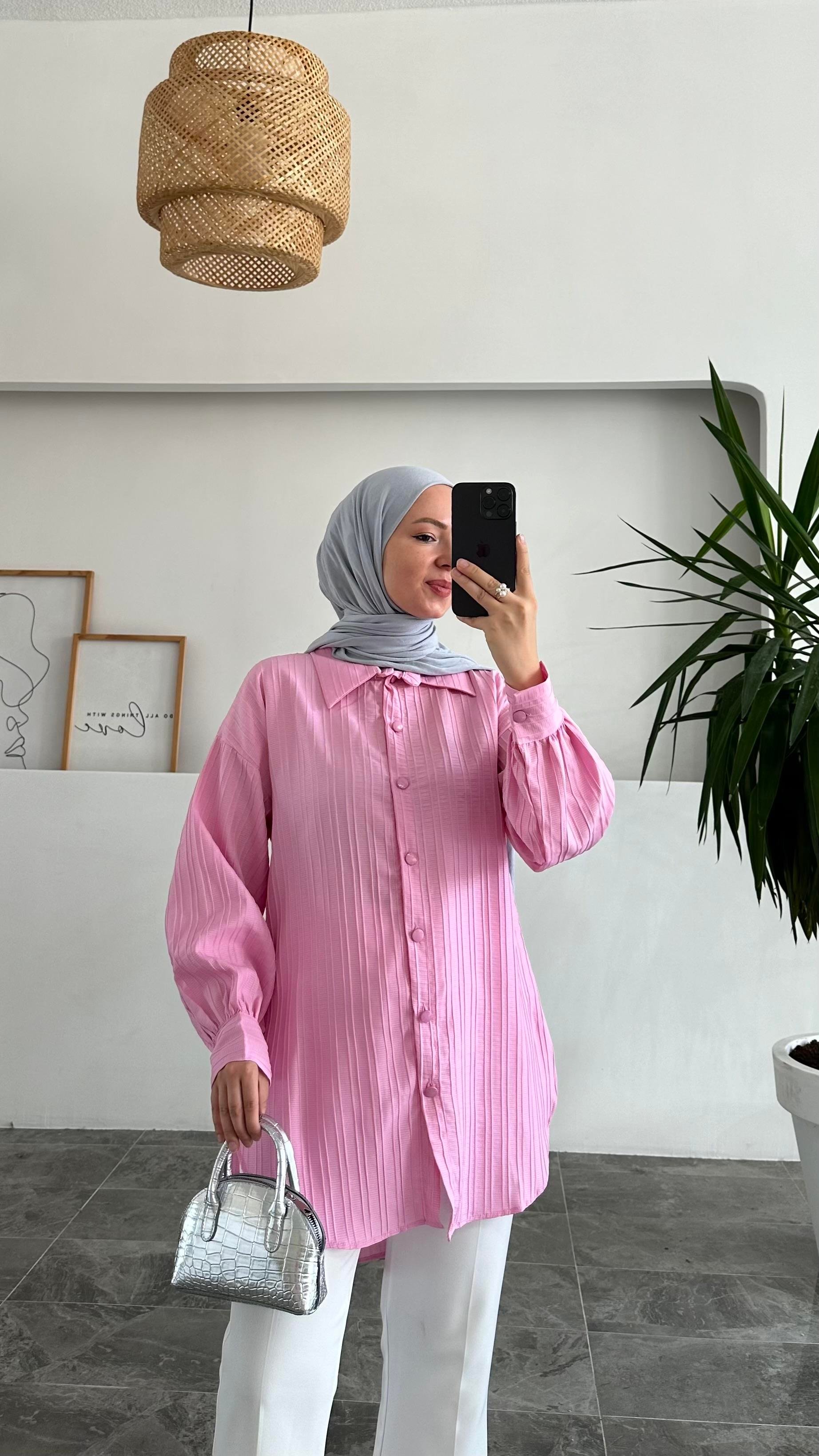 Abaaca Çimalı Pembe Gömlek