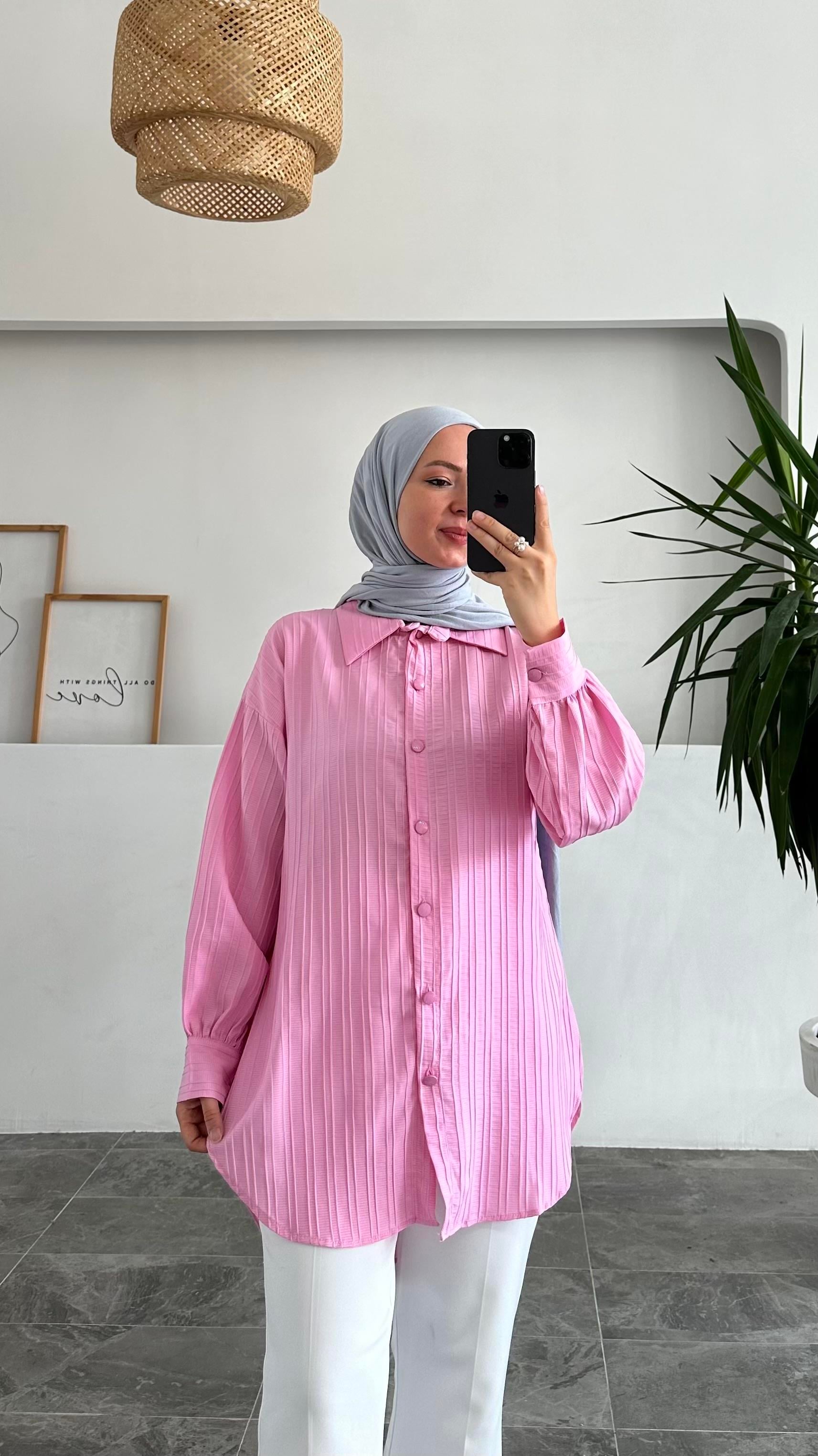 Abaaca Çimalı Pembe Gömlek