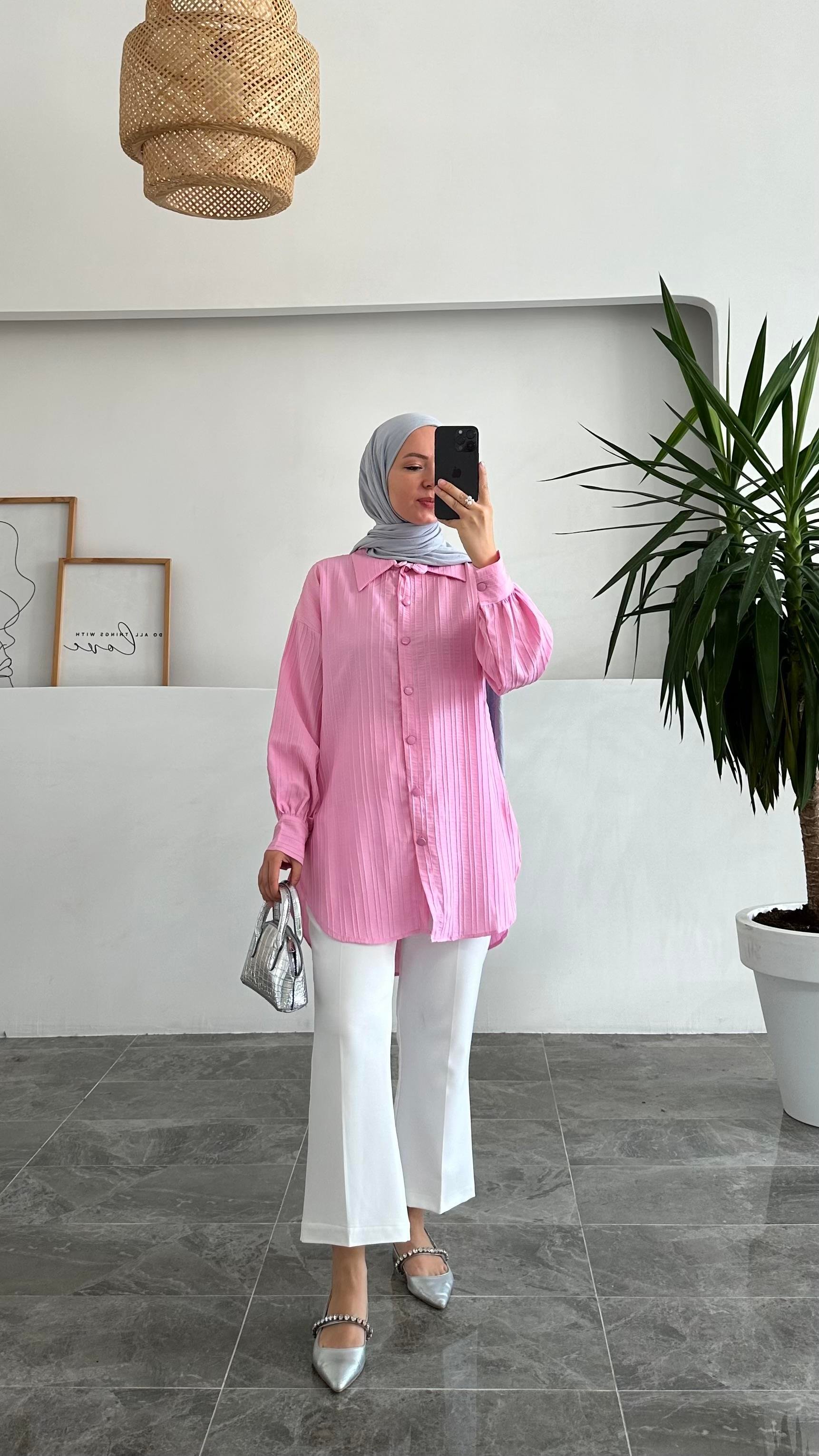 Abaaca Çimalı Pembe Gömlek