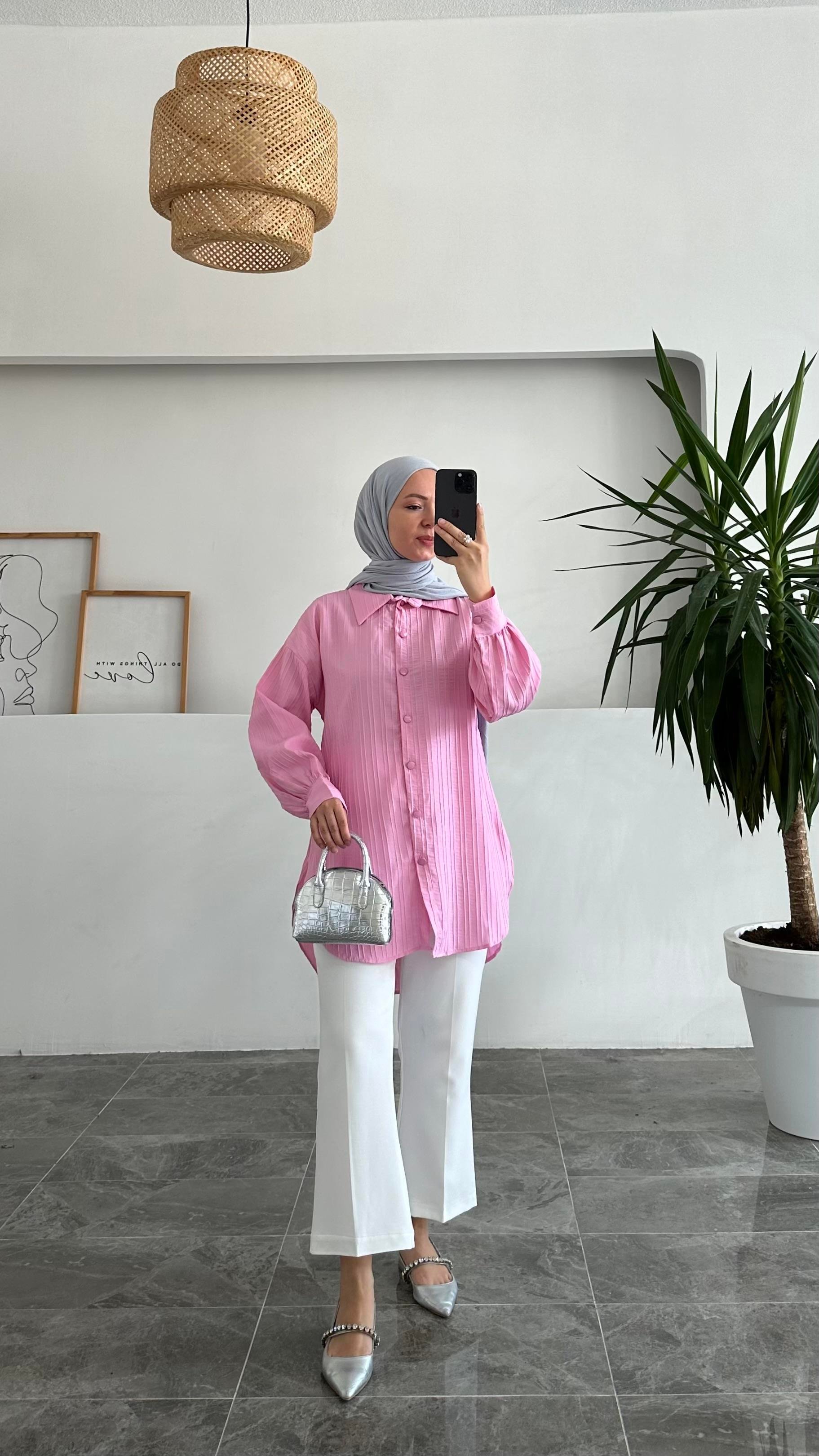 Abaaca Çimalı Pembe Gömlek