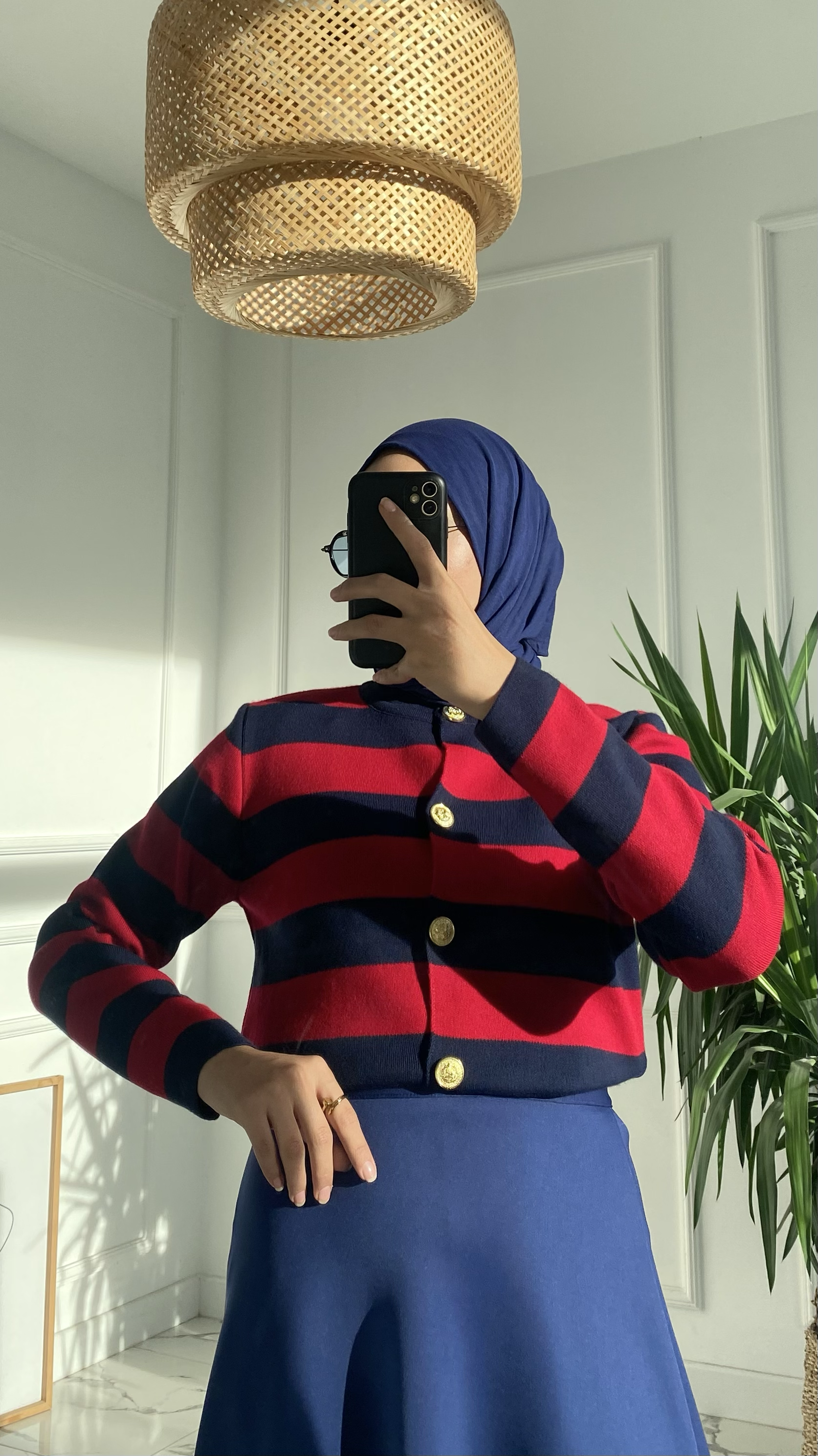 Abiga Bordo Zara Model Çizgili Kısa Triko Hırka