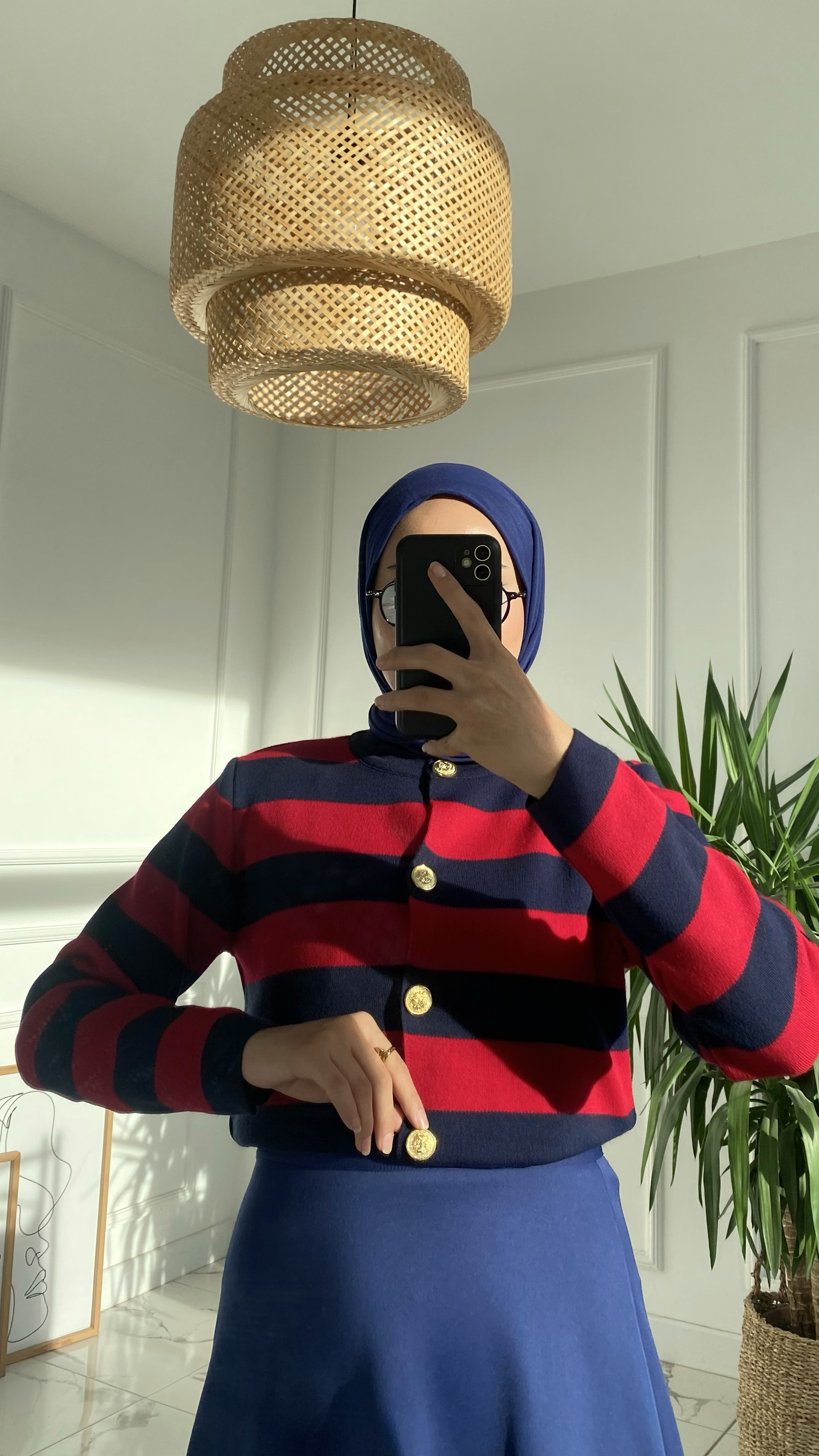 Abiga Bordo Zara Model Çizgili Kısa Triko Hırka