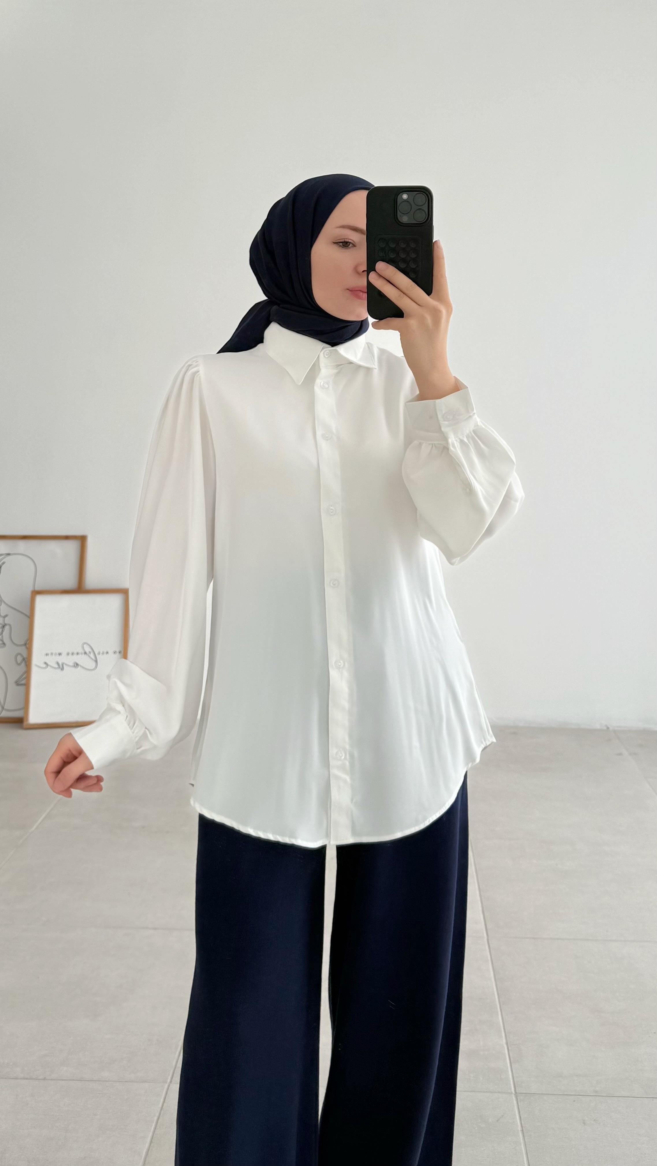 Anabel Beyaz Gömlek Tunik 