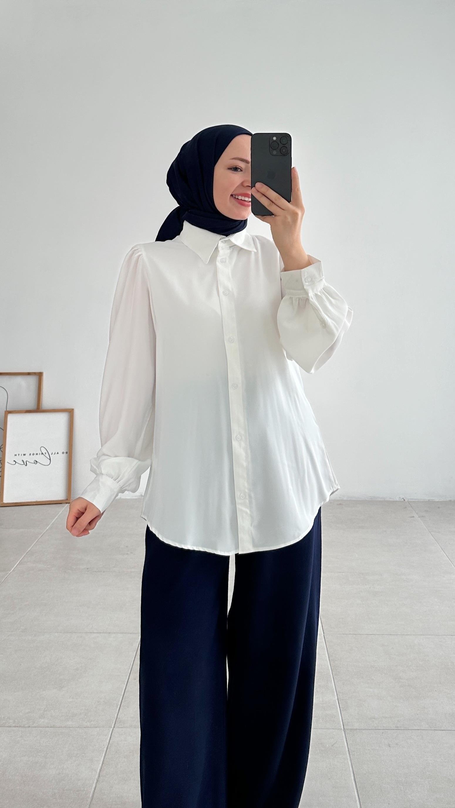 Anabel Beyaz Gömlek Tunik 