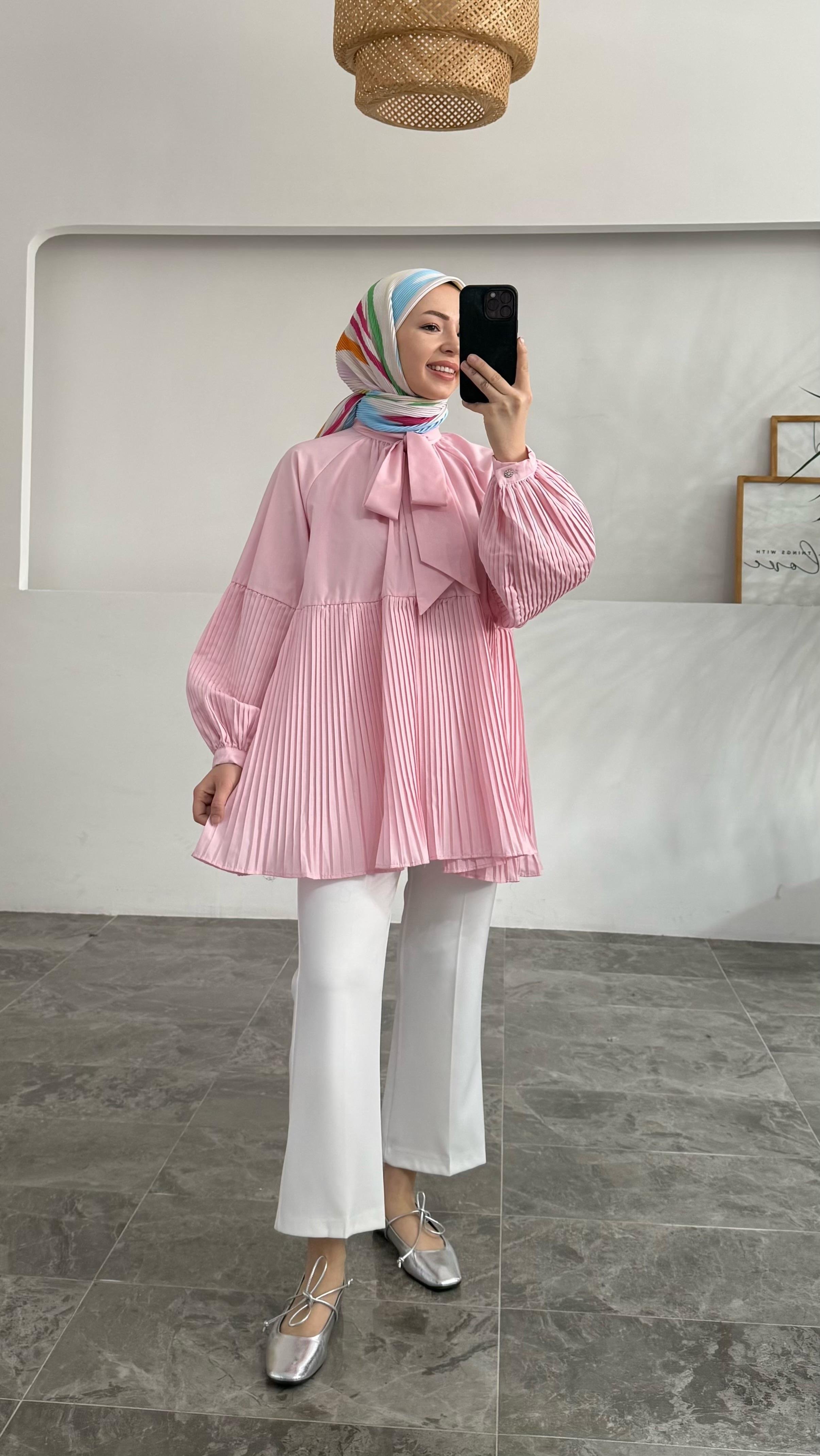 Andele Premıum Pembe Piliseli Gömlek