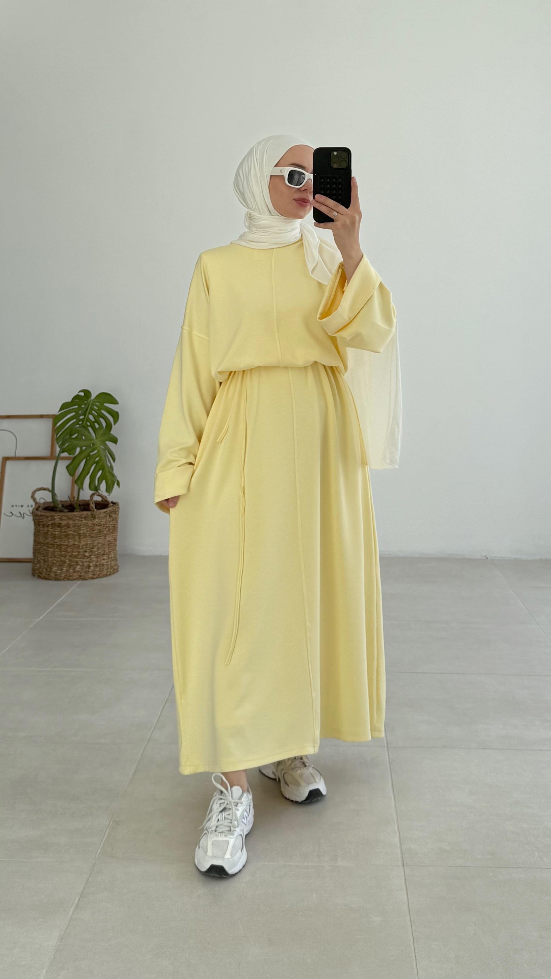 Anoti Çima Dikişli Sarı Elbise