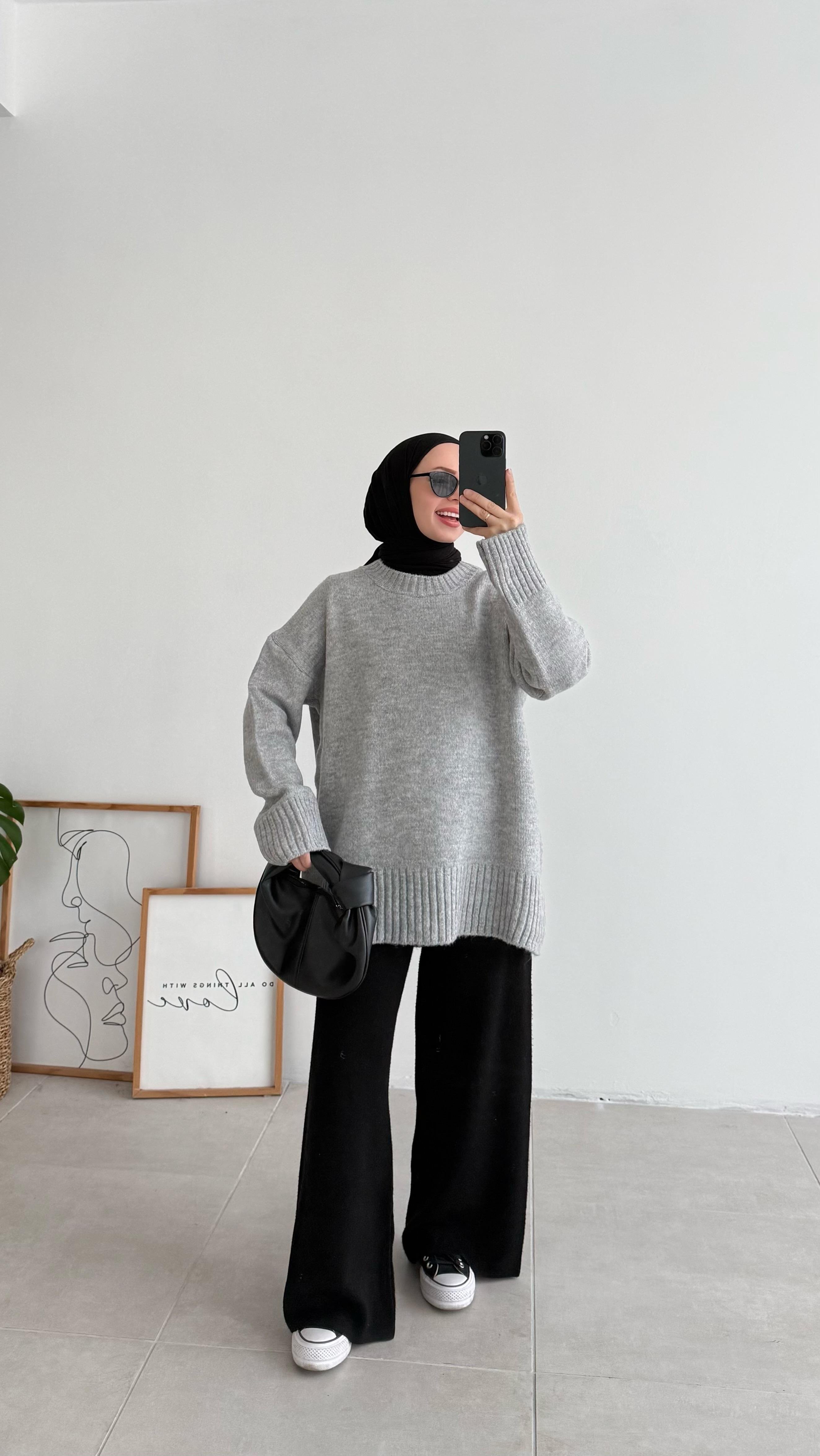 Asol Oversize Gri Kazak