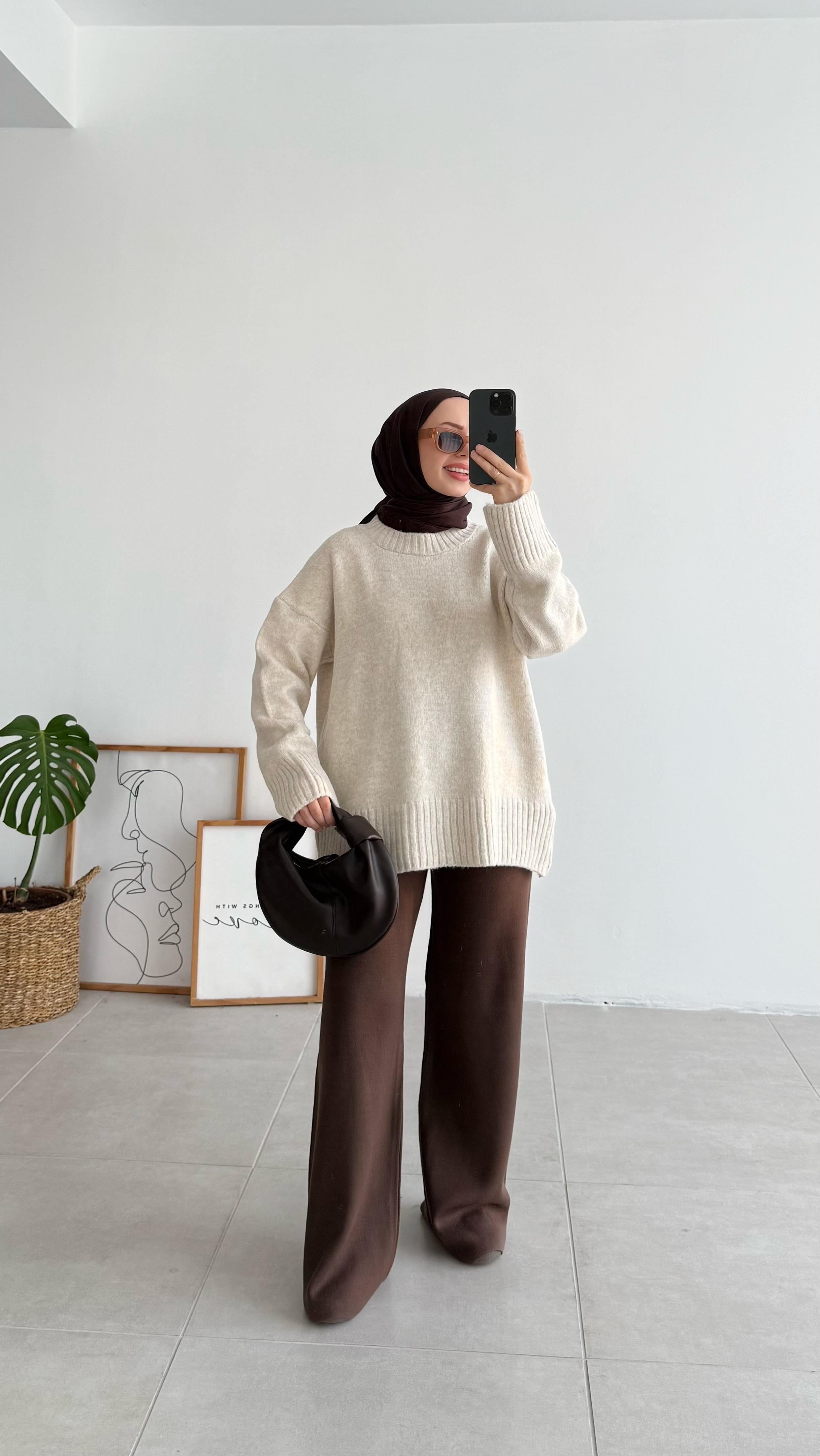 Asol Oversize Krem Kazak