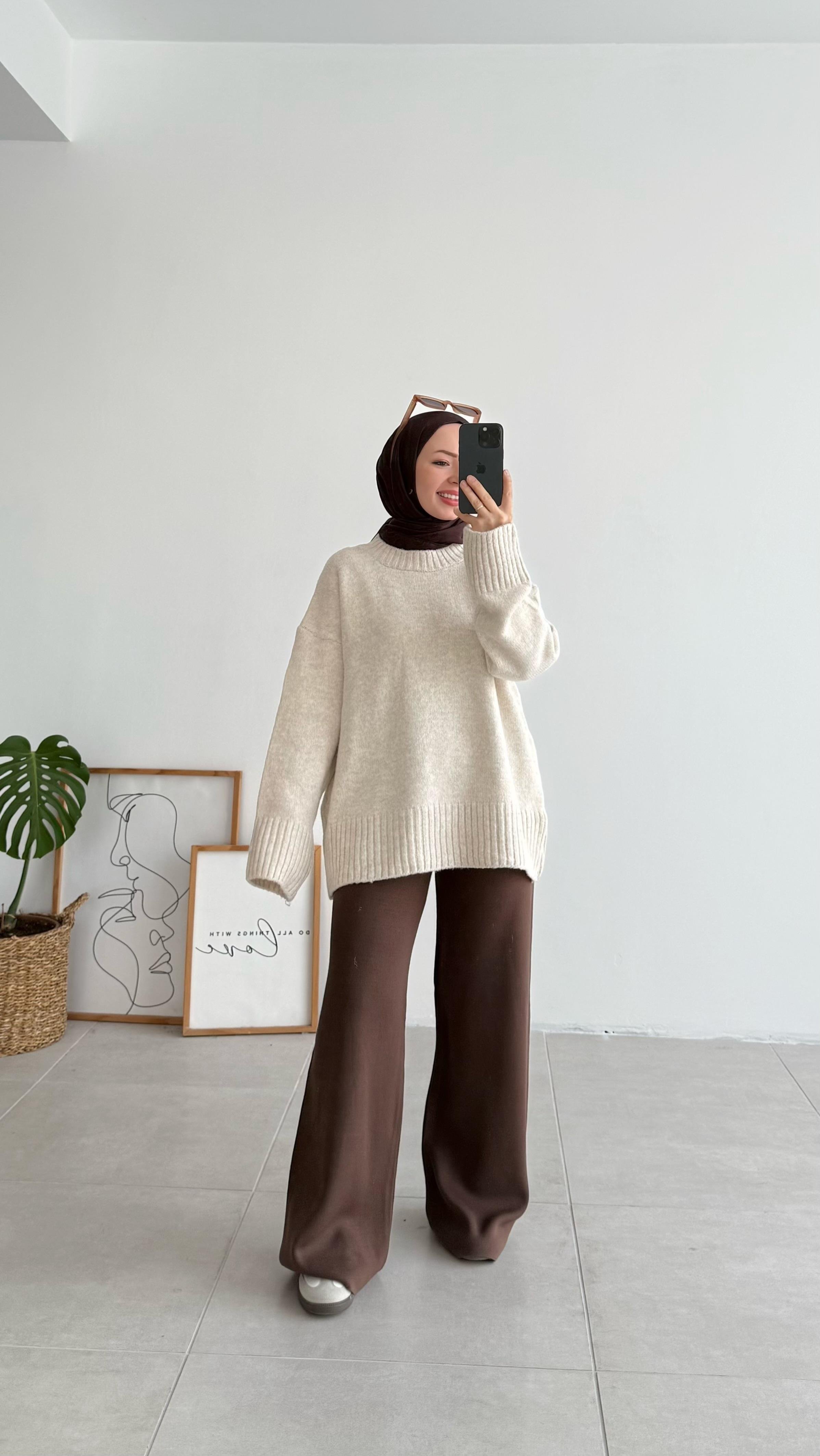 Asol Oversize Krem Kazak