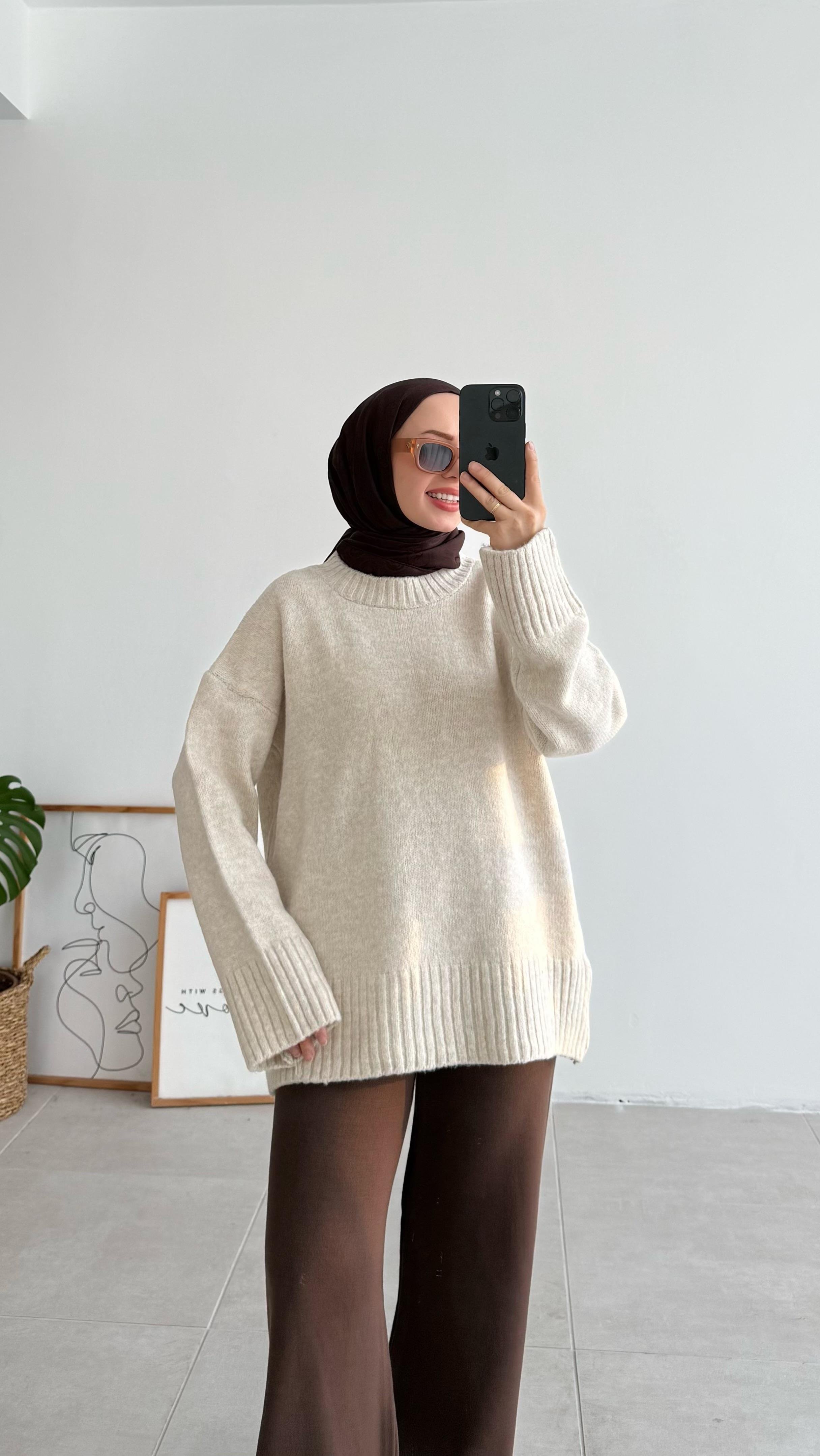 Asol Oversize Krem Kazak