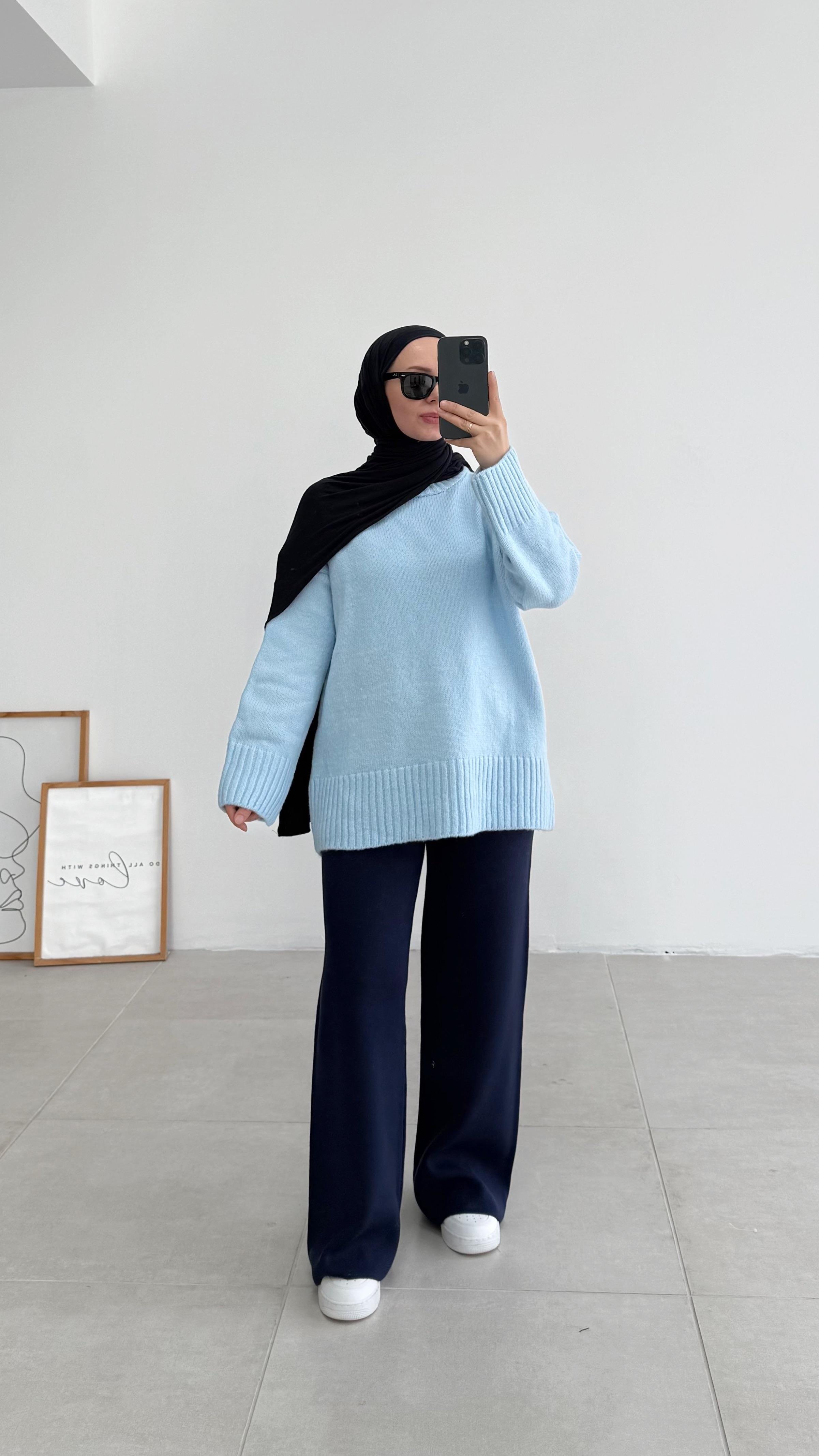 Asol Oversize Mavi Kazak