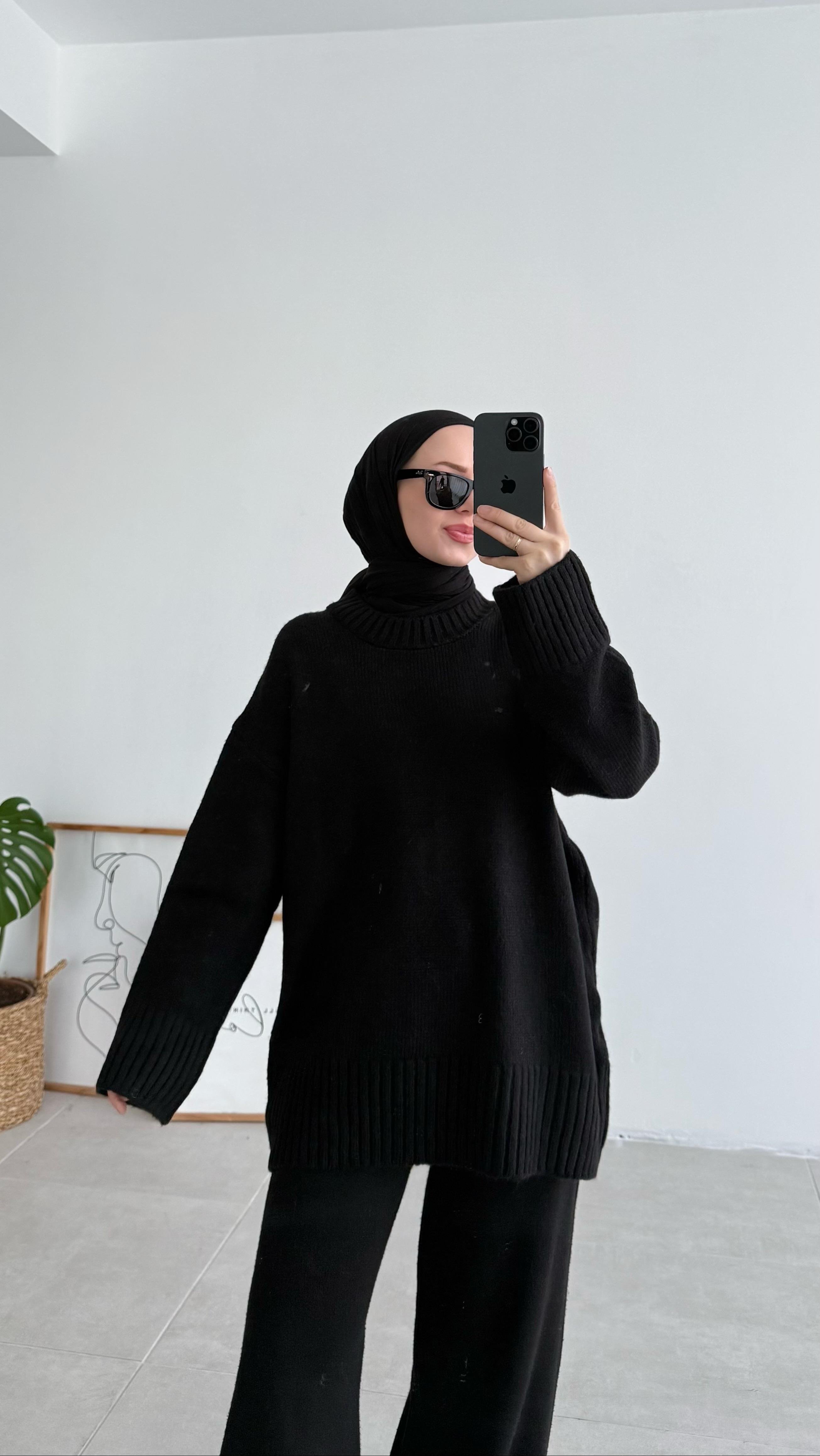 Asol Oversize Siyah Kazak