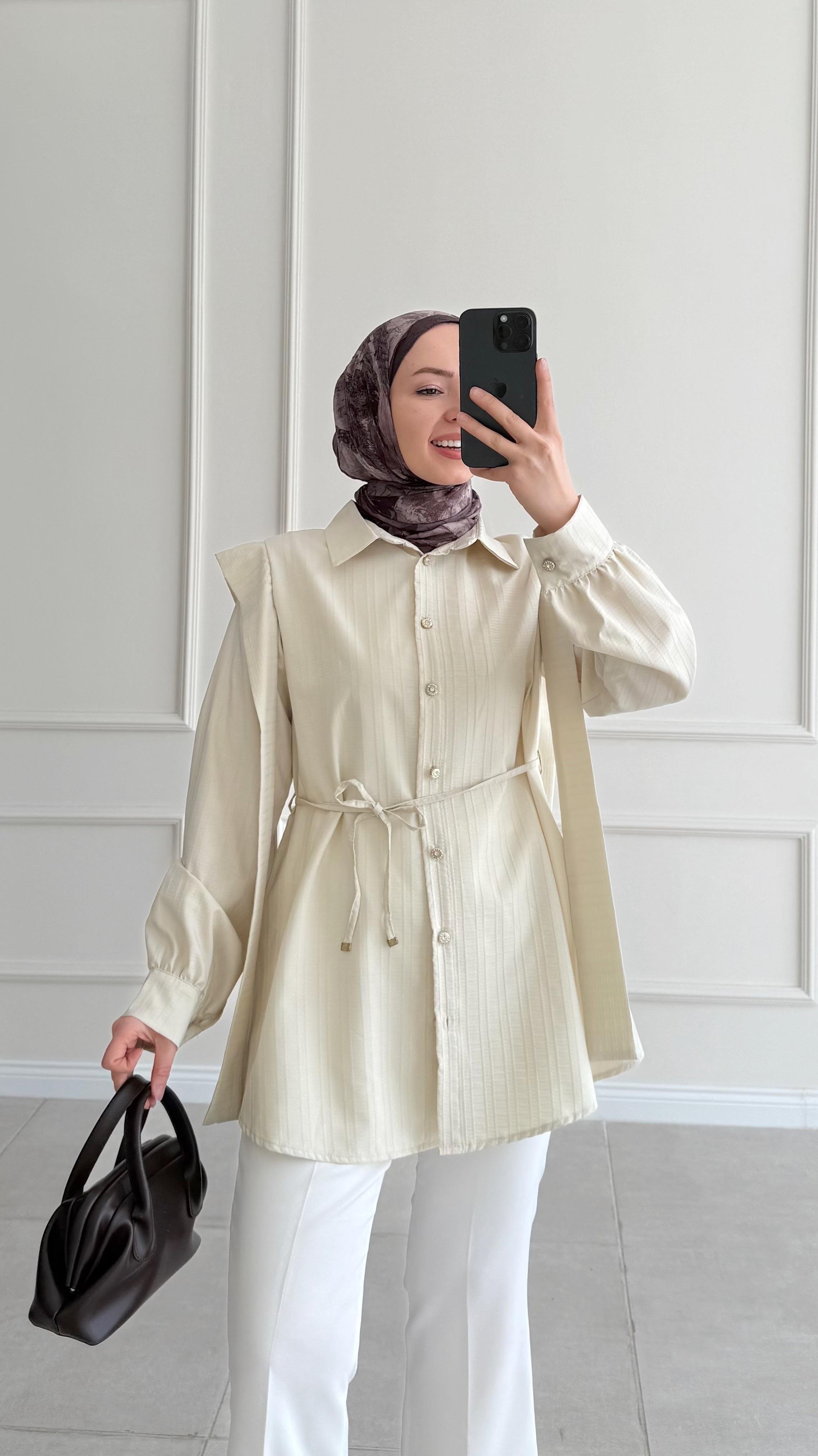 Ava Tasarım Bej Gömlek