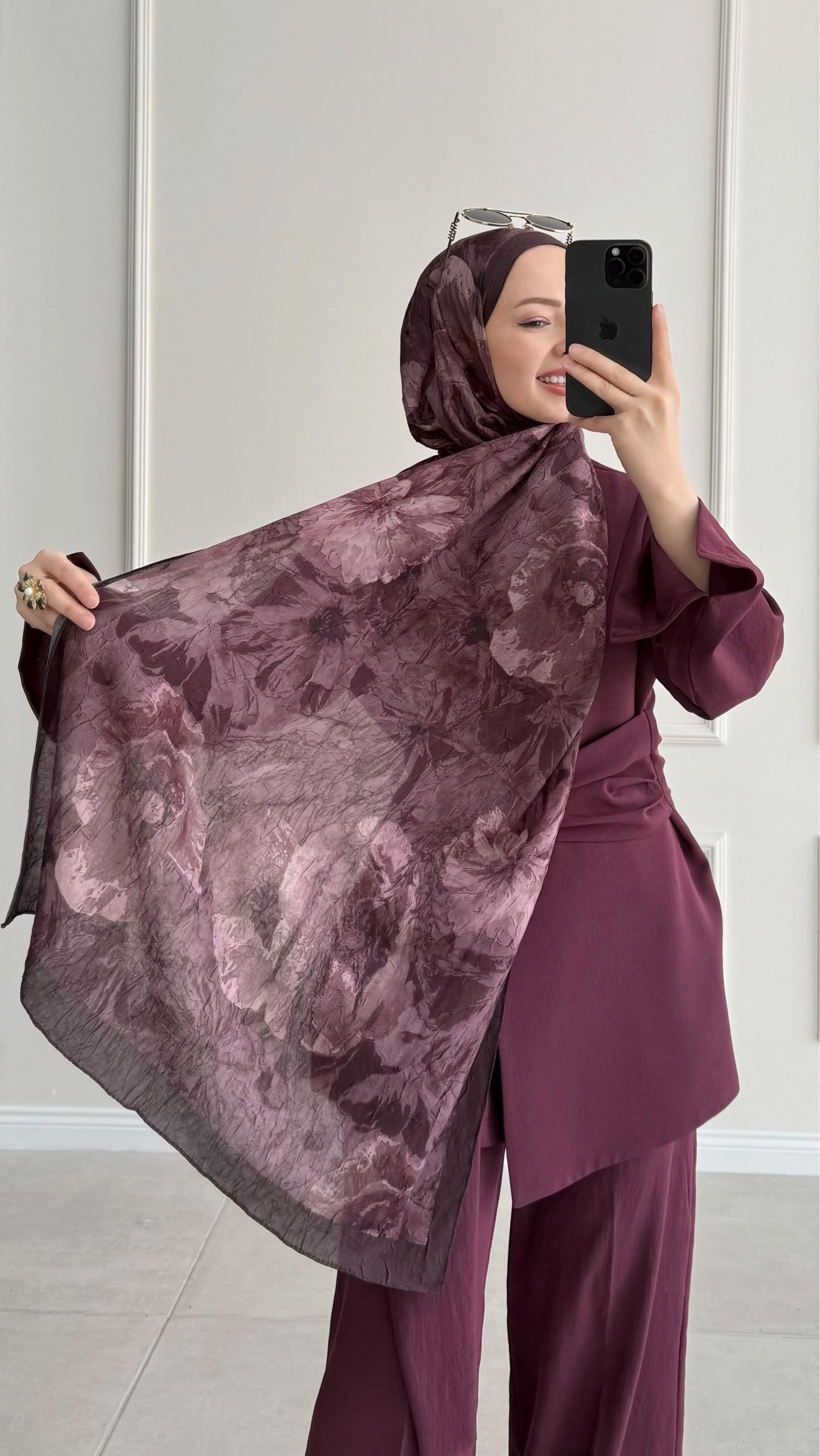 Bambu 12 Koyu Mürdüm Şal 