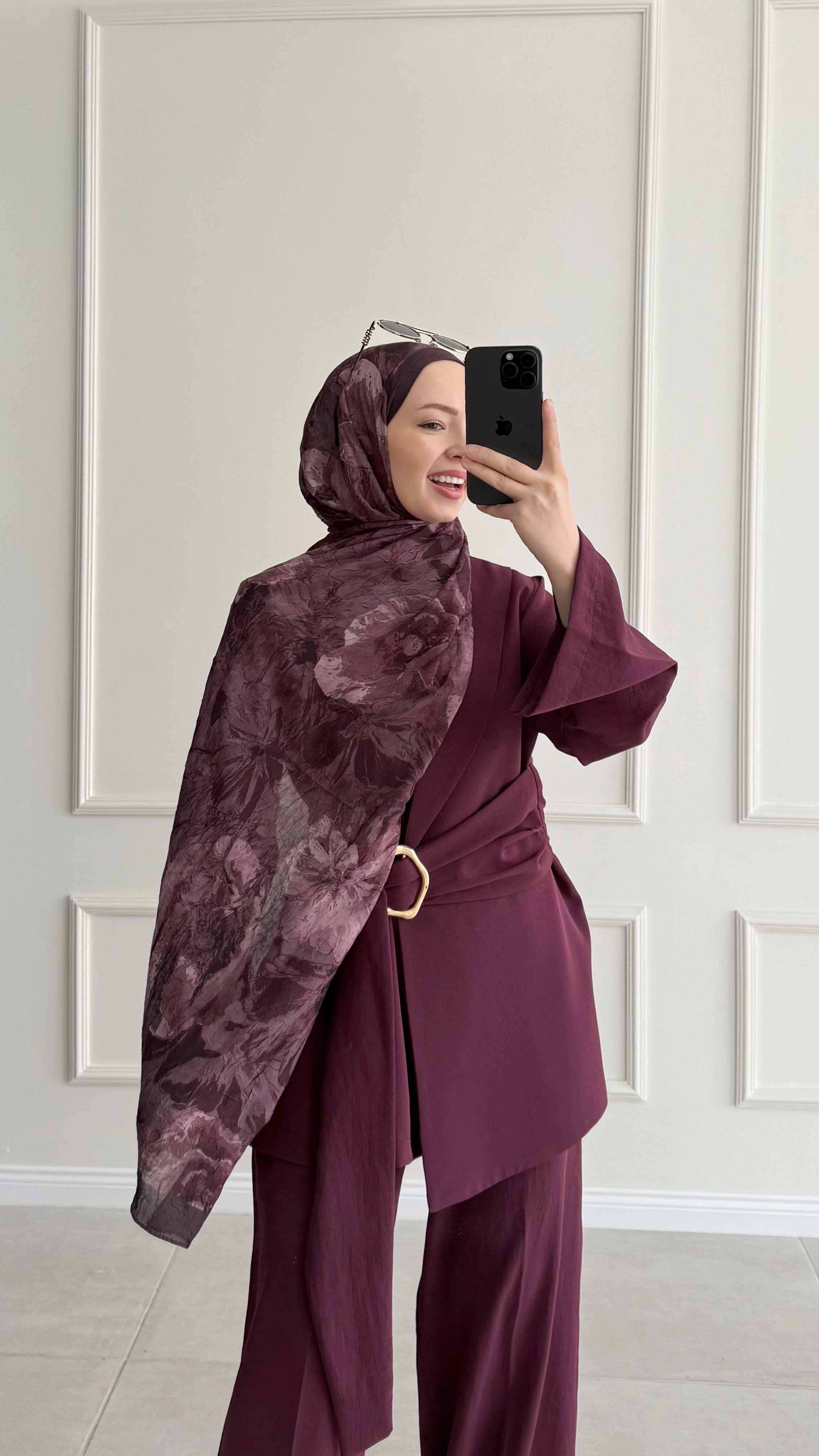 Bambu 12 Koyu Mürdüm Şal 