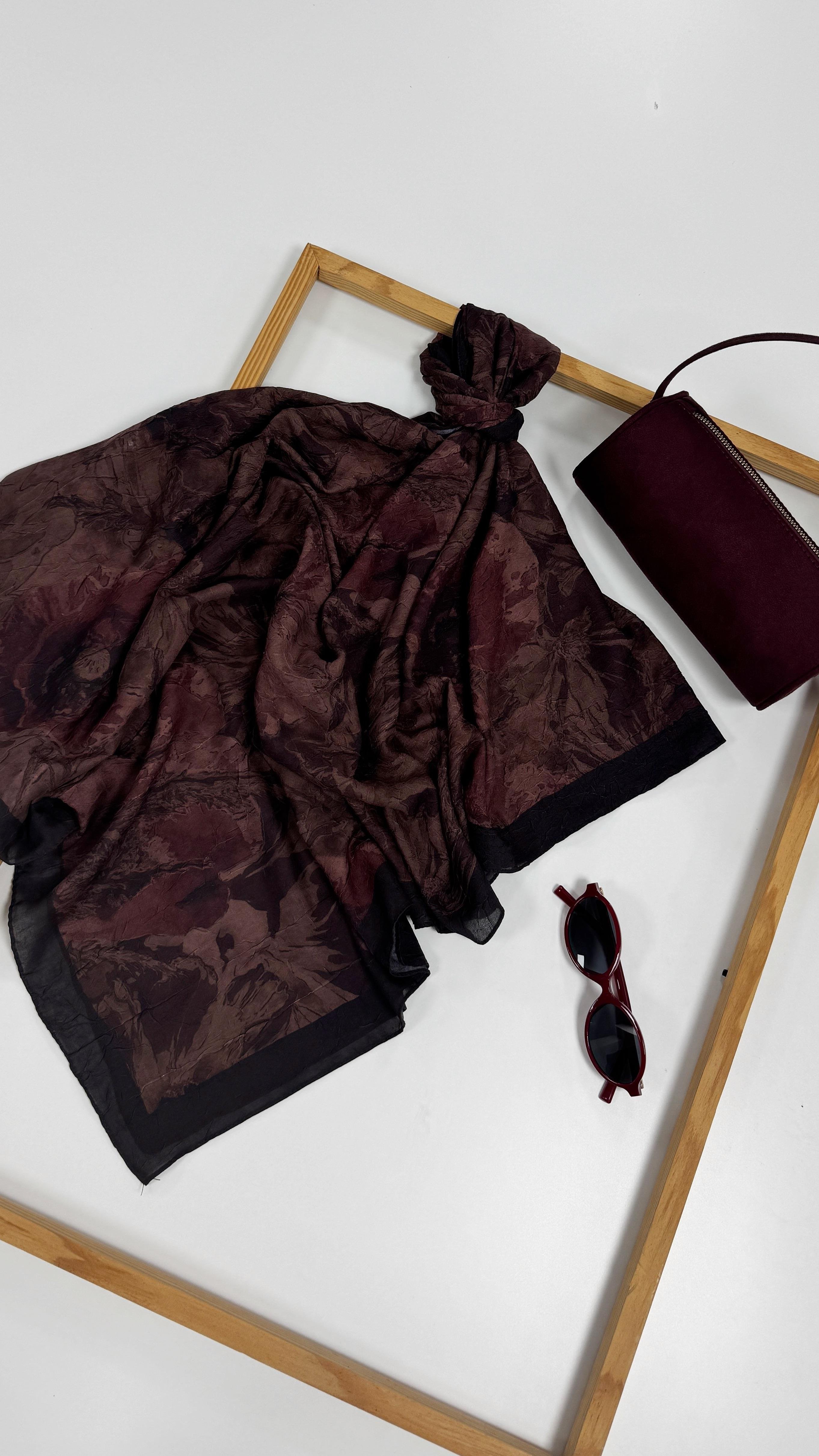 Bambu 14 Bordo-Lacivert Şal 