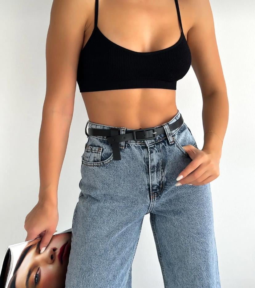 Basic Kare Siyah Kadın Kemeri