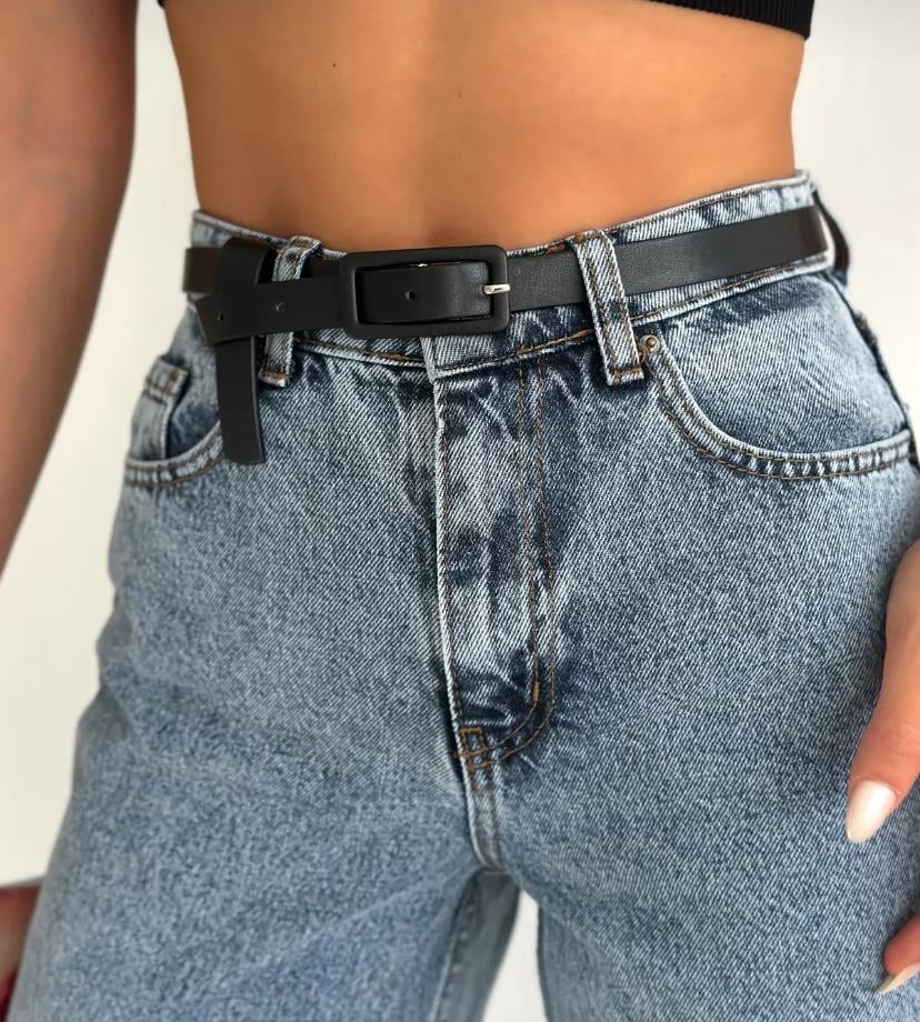 Basic Kare Siyah Kadın Kemeri