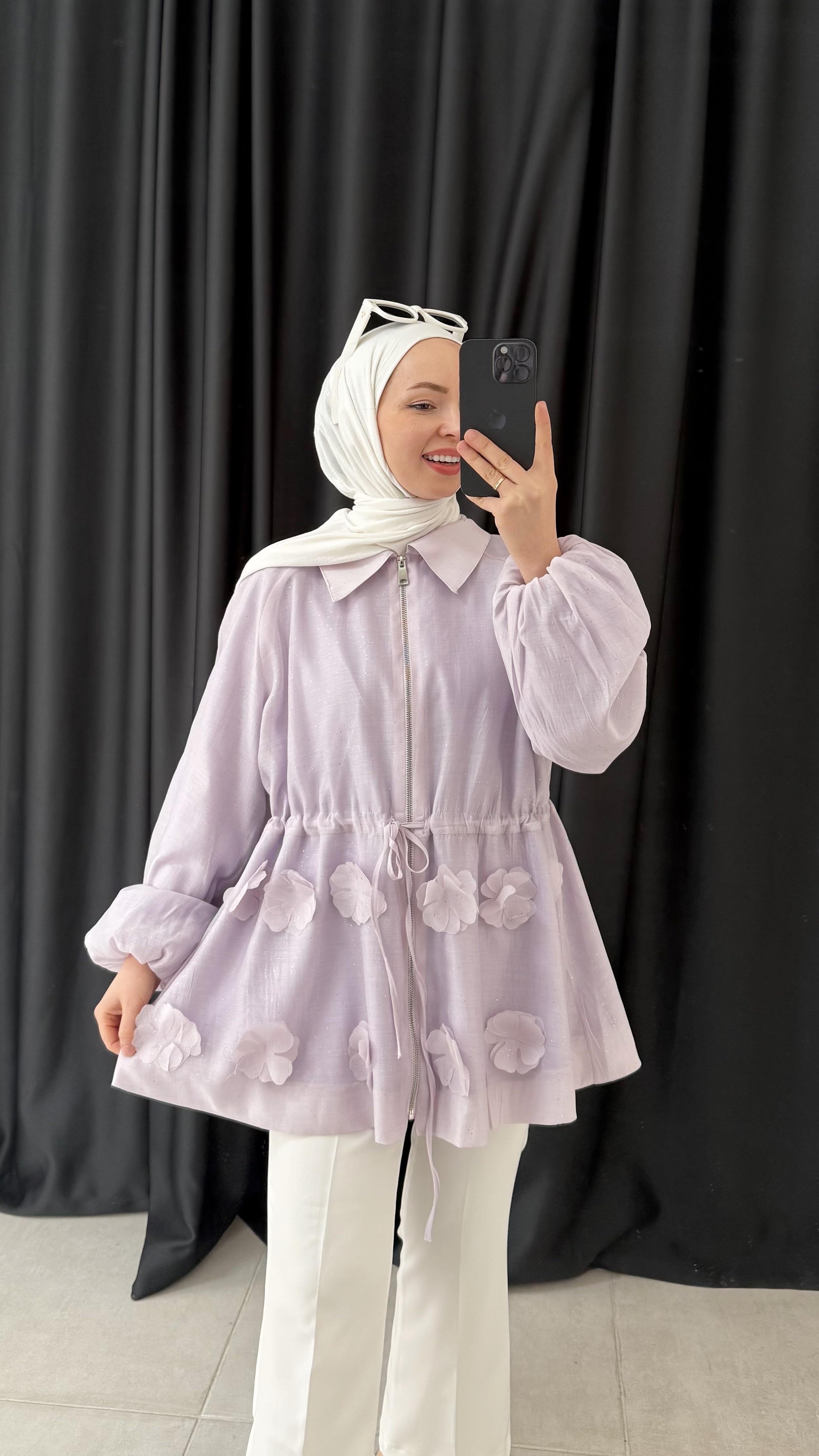 Brook Simli Balon Kol Mor Ceket