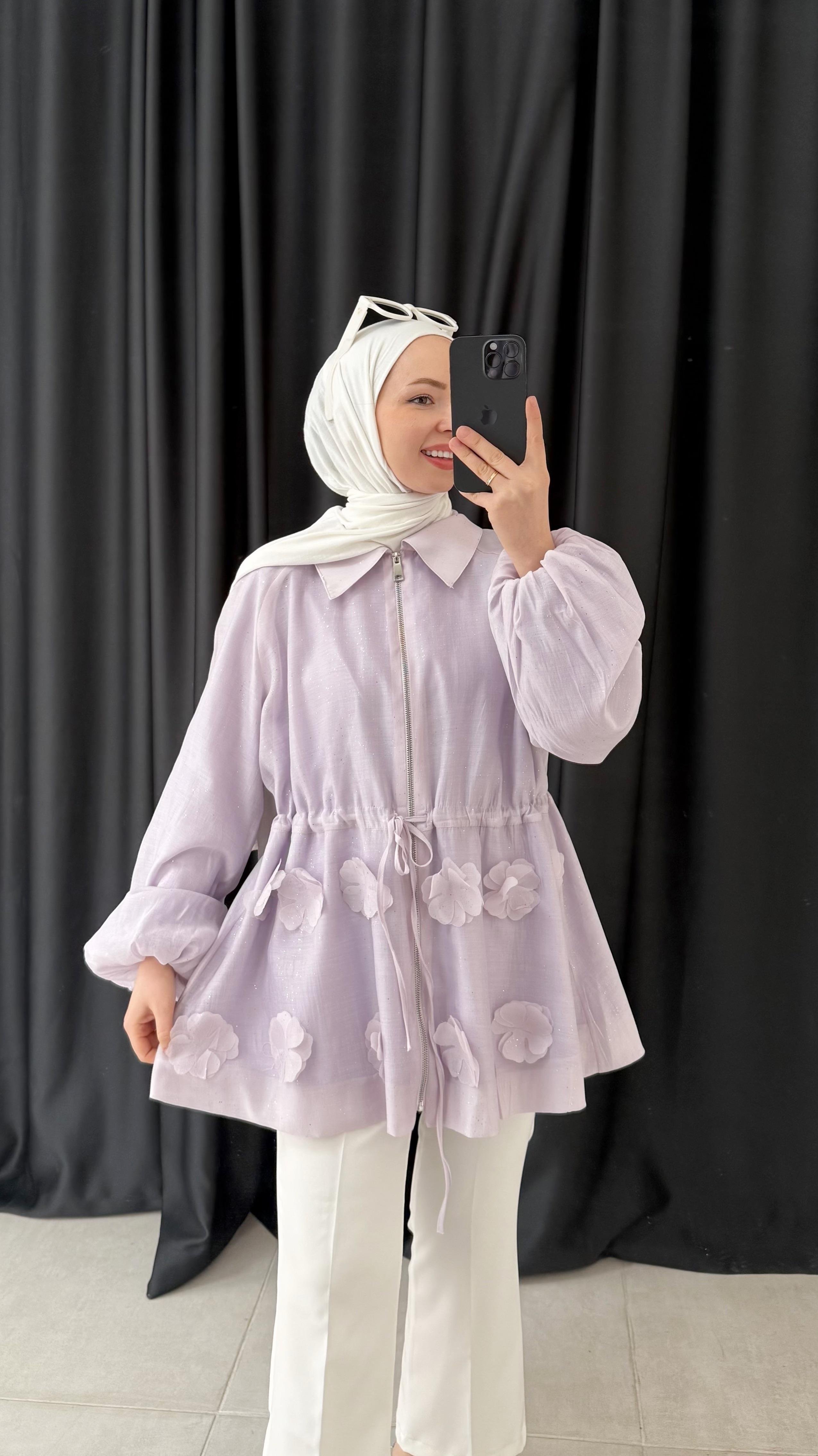 Brook Simli Balon Kol Mor Ceket