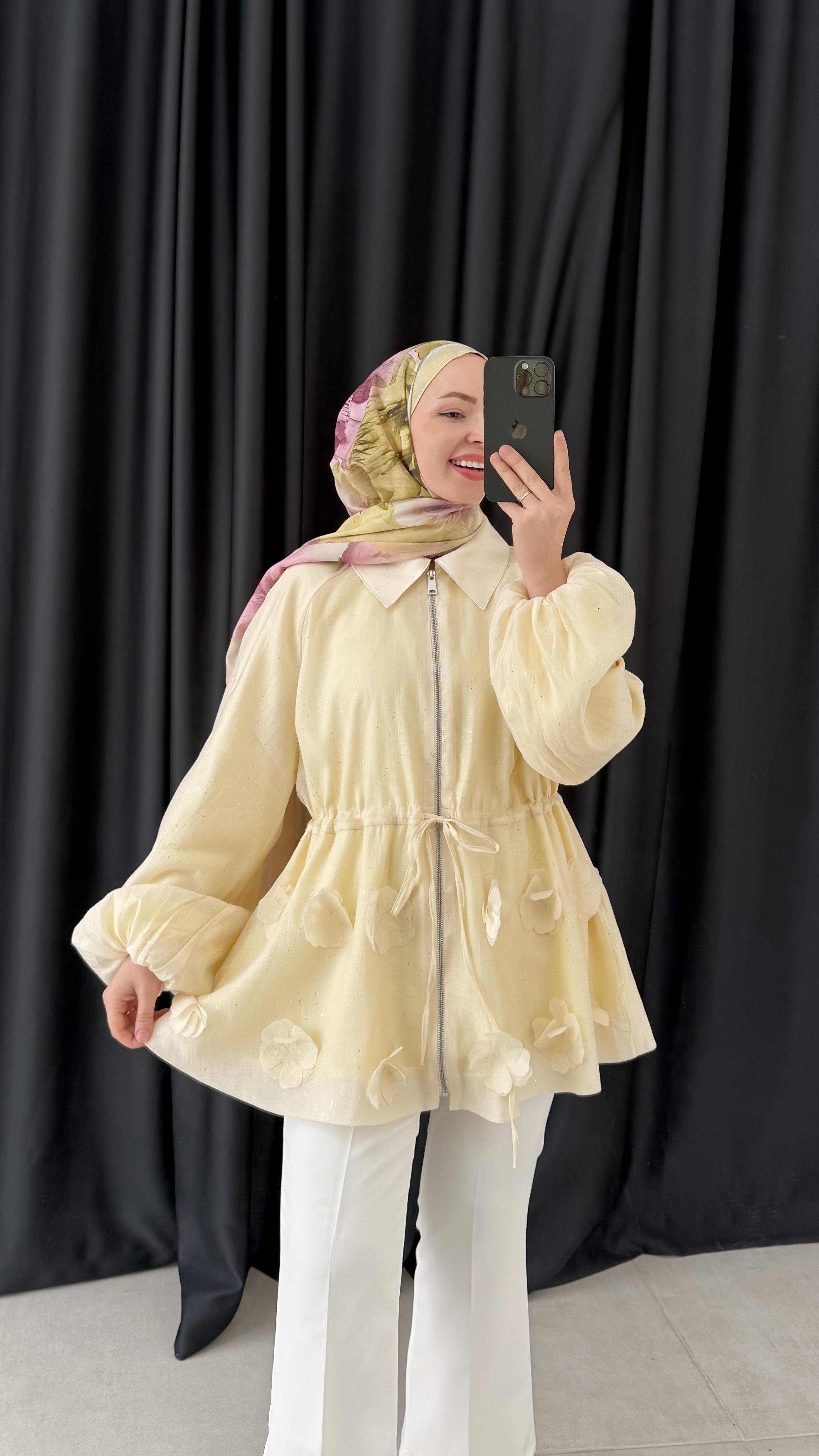 Brook Simli Balon Kol Sarı Ceket